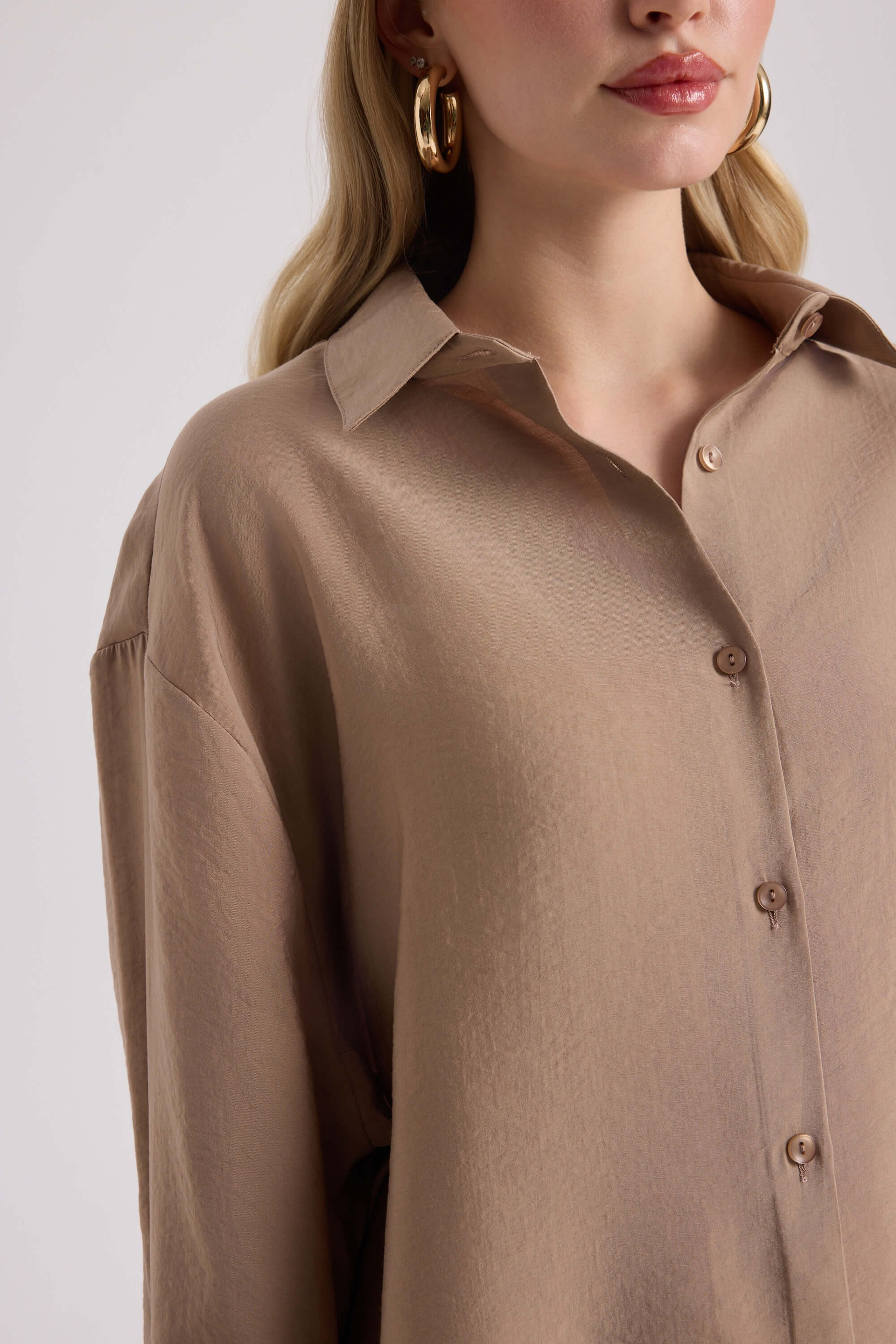 Zaria Açık Vizon Oversize Gömlek