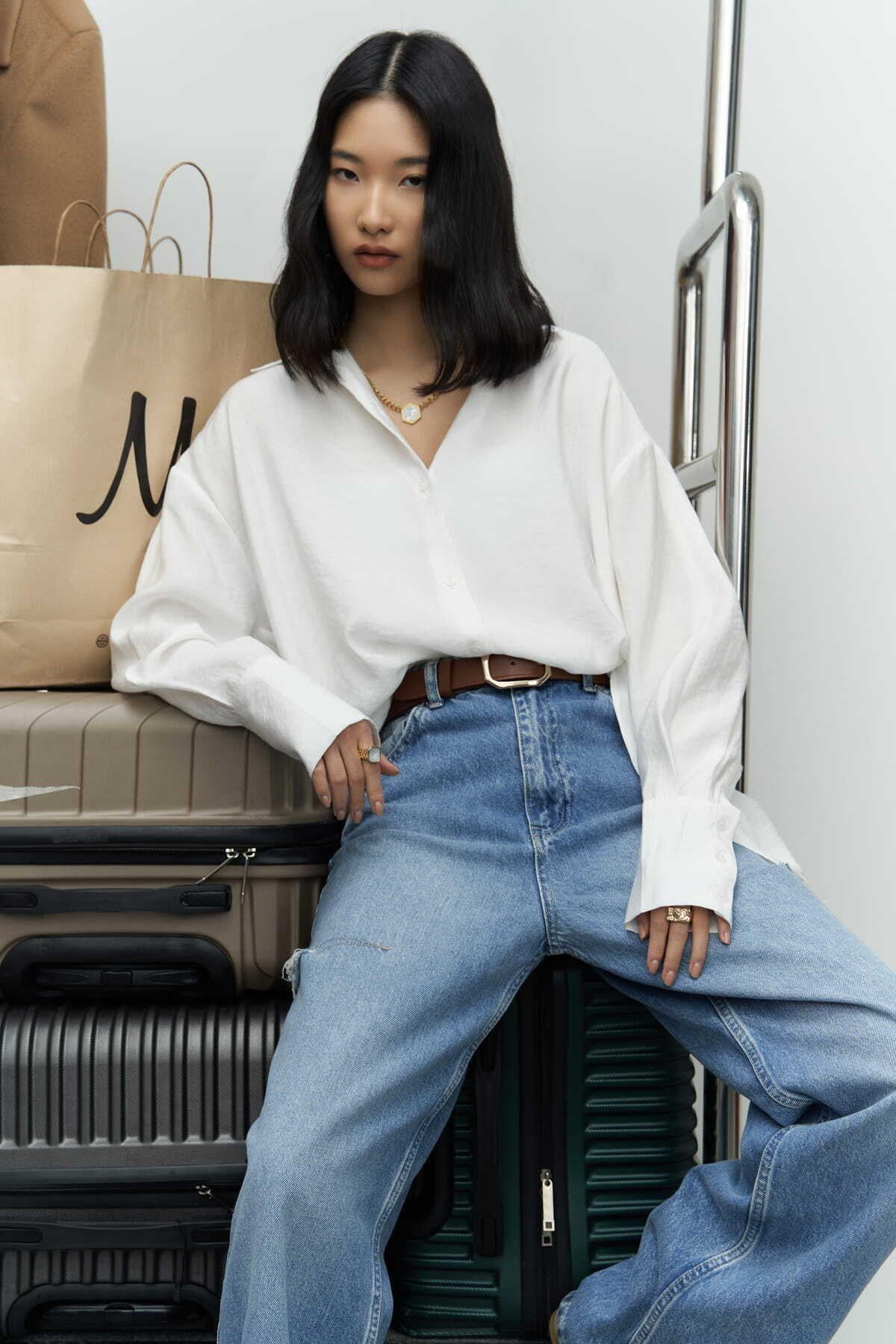 Zaria Beyaz Oversize Gömlek