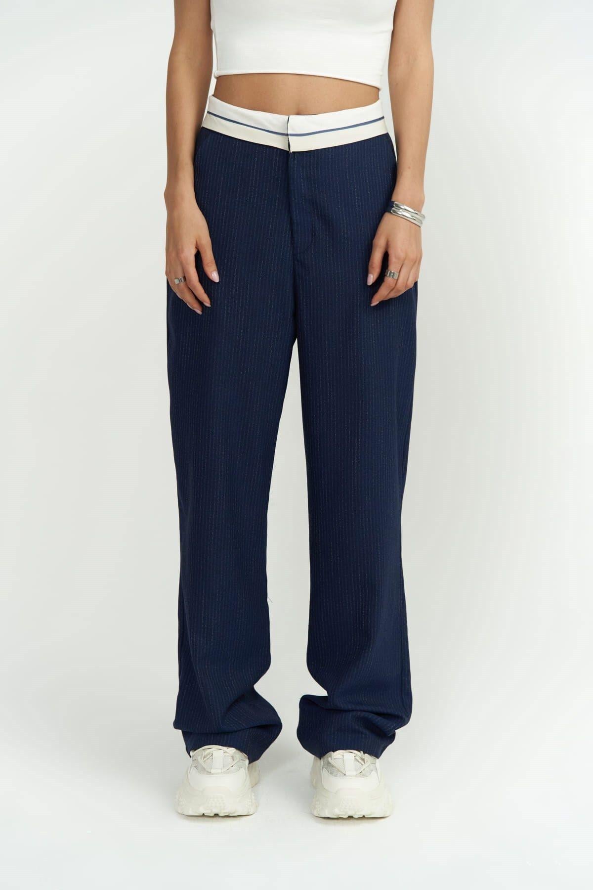 Zelmira Ters Kemer İndigo Pantolon