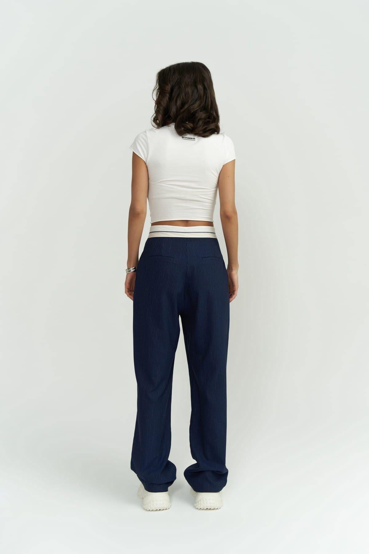 Zelmira Ters Kemer İndigo Pantolon