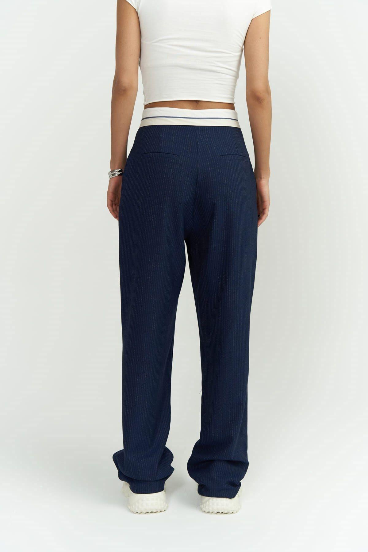 Zelmira Ters Kemer İndigo Pantolon