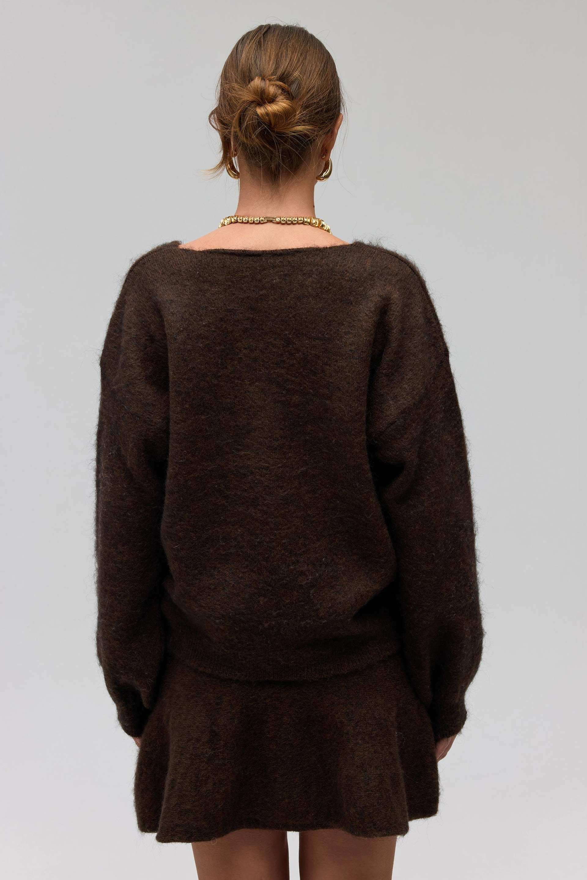 Zerium Basic V Yaka Kahve Triko Kazak