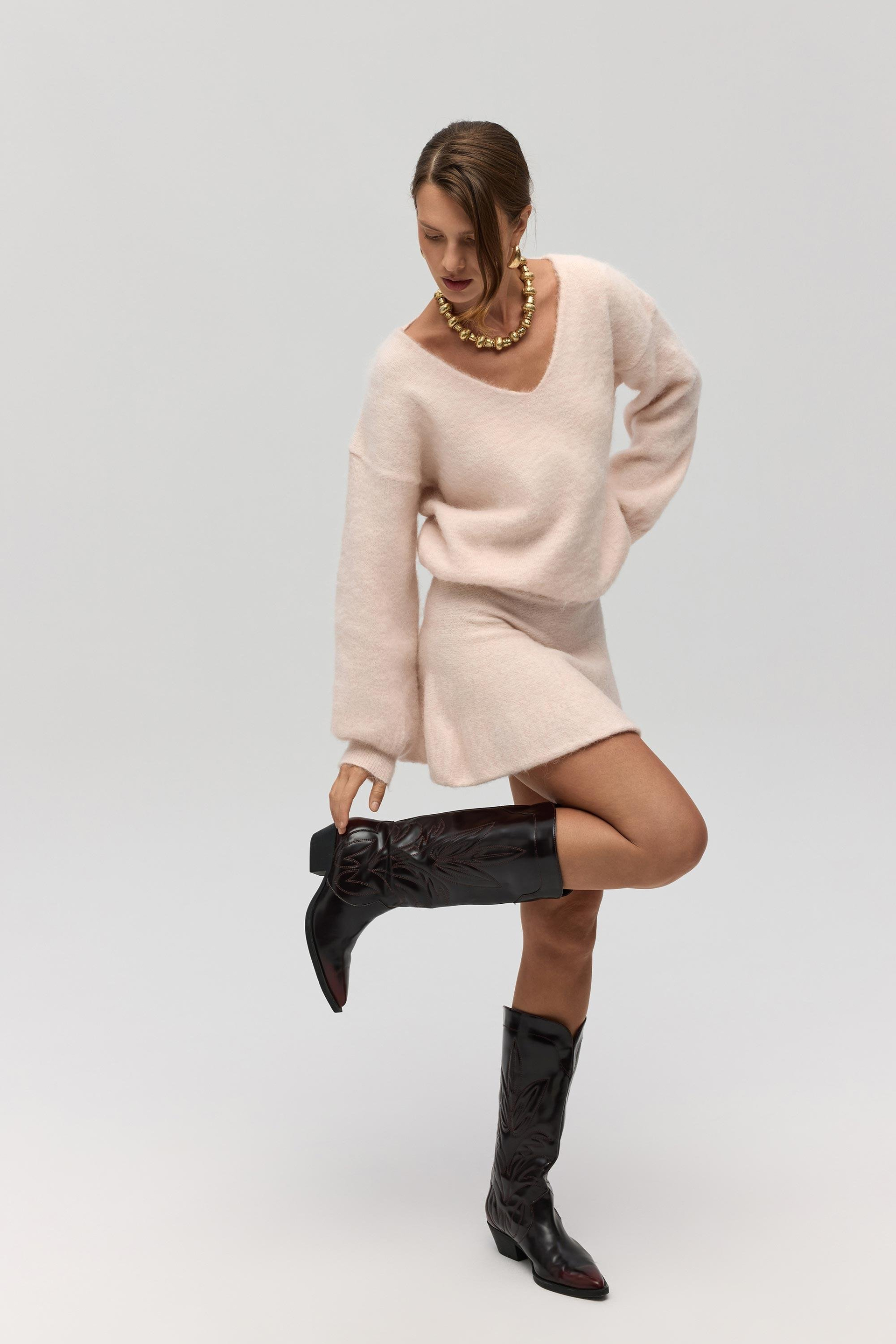 Zerium Basic V Yaka Pembe Triko Kazak