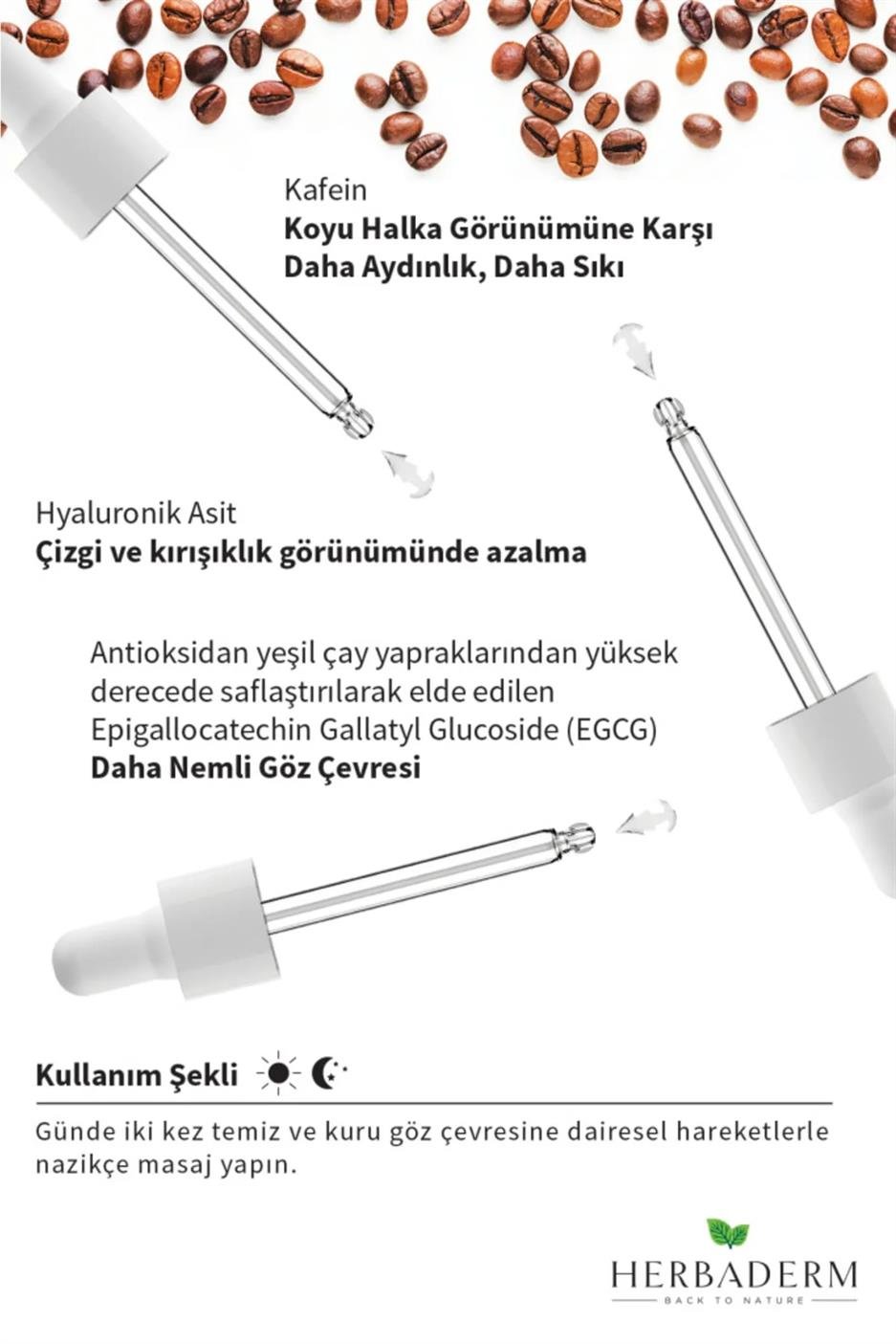 Herbaderm Göz Altı Morluklarına Karşı Aydınlatıcı Caffein Solutions %5 Göz Çevresi Serumu 