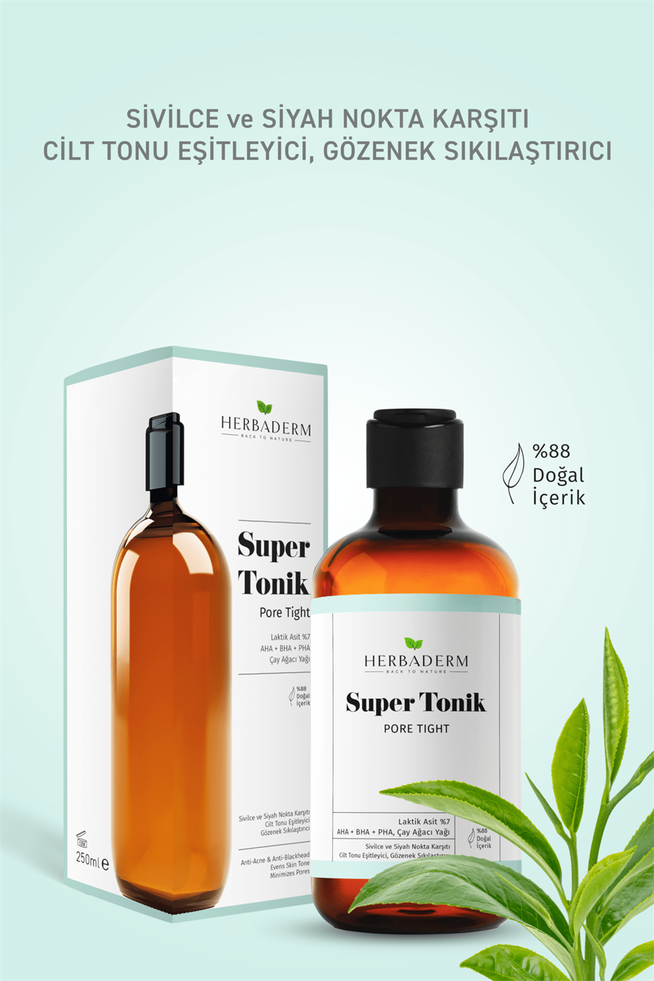 Herbaderm Pore Tight Sivilce, Siyah Nokta Karşıtı Super Tonik Laktik Asit %7