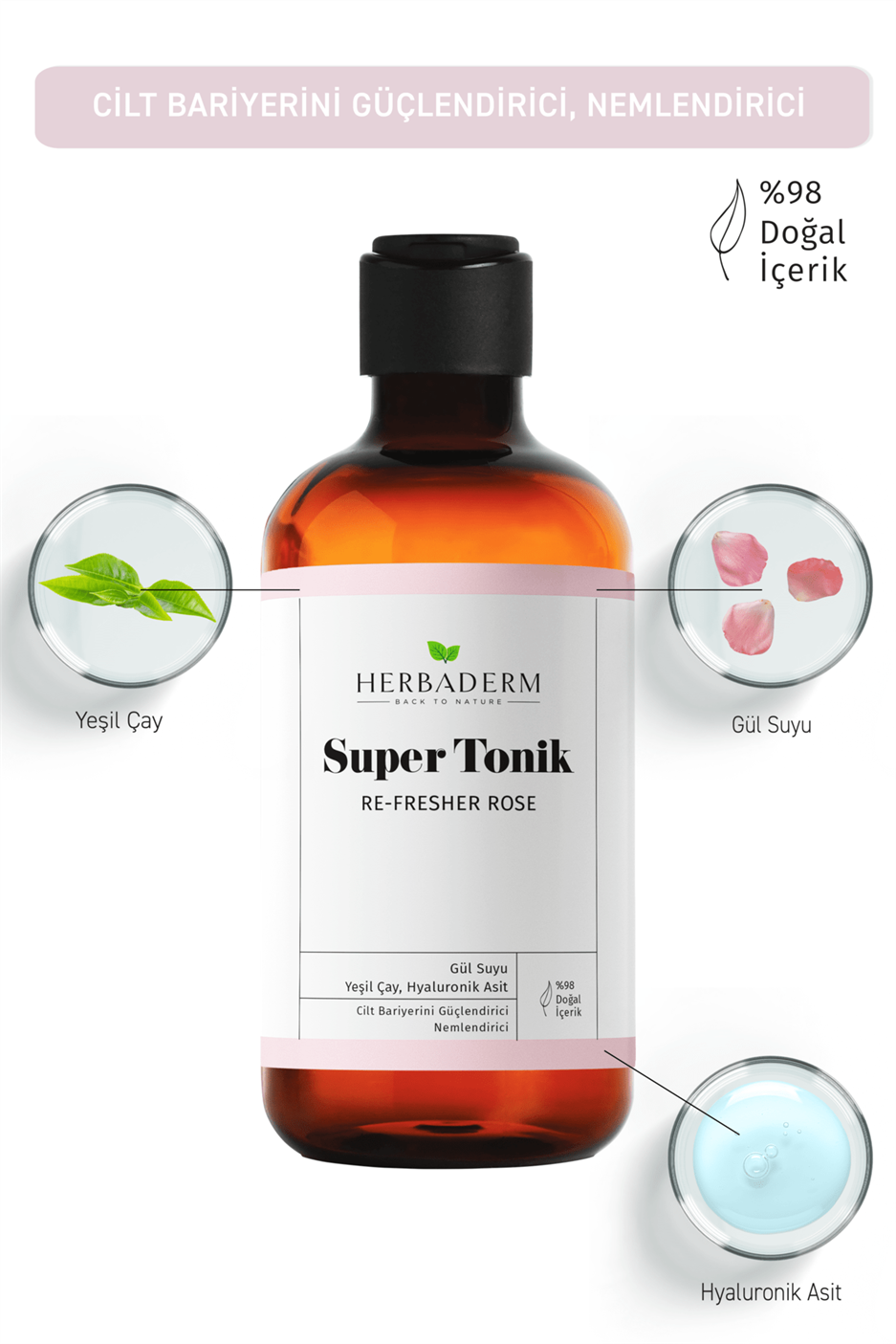 Herbaderm Re-Fresher Rose Bariyer  Güçlendirici Super Tonik 