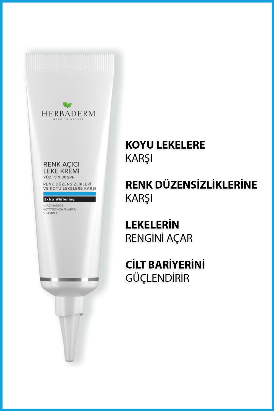 Herbaderm Renk Açıcı Leke Kremi Yüz İçin, 30 SPF