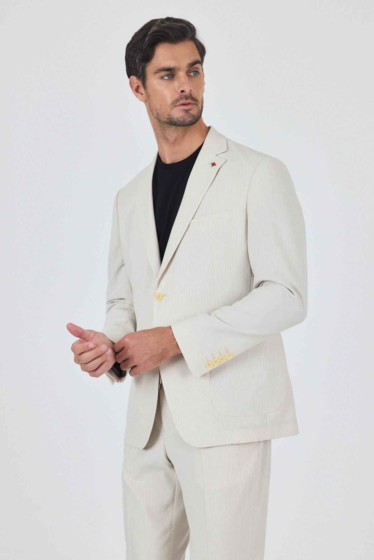 Gofreli Mono Yaka Esnek 6 Drop Slim Fit Classic Takım Elbise 1001250117