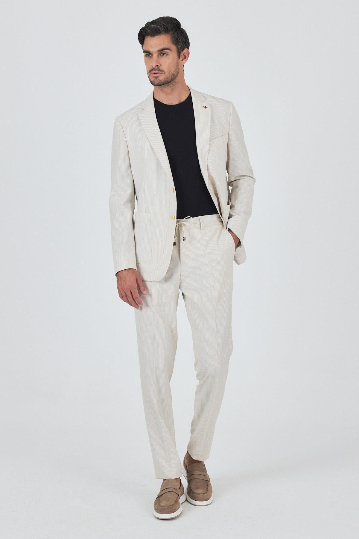 Gofreli Mono Yaka Esnek 6 Drop Slim Fit Classic Takım Elbise 1001250117