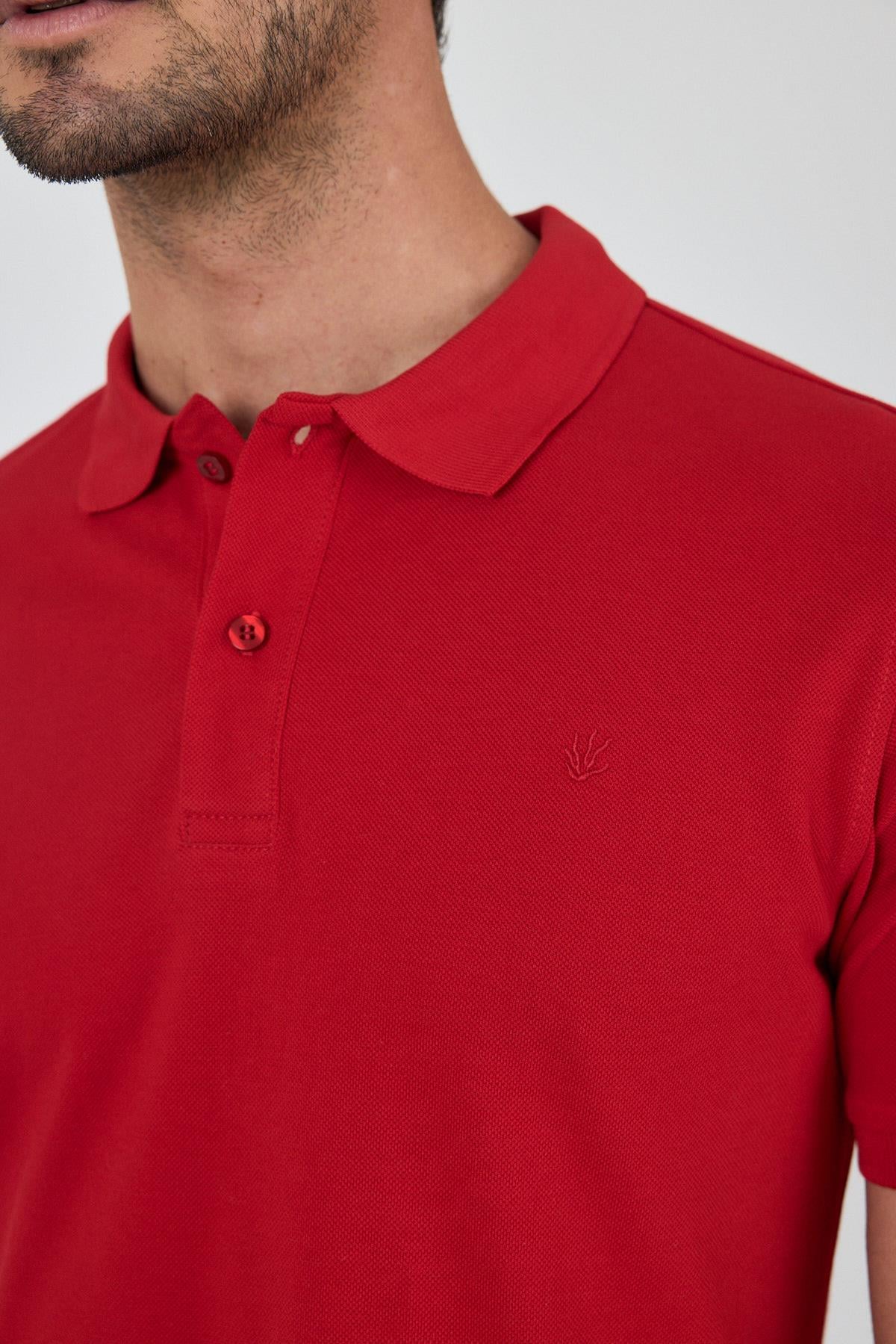 Polo Yaka Kısa Kol Cepsiz Slim Fit Classic Pamuklu Tişört 1011250177