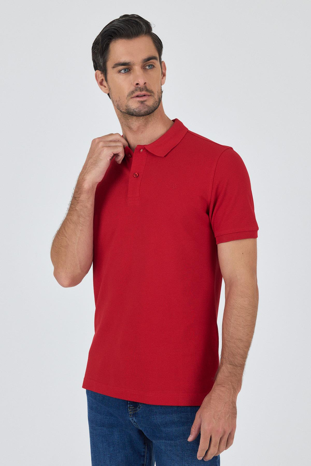 Polo Yaka Kısa Kol Cepsiz Slim Fit Classic Pamuklu Tişört 1011250177