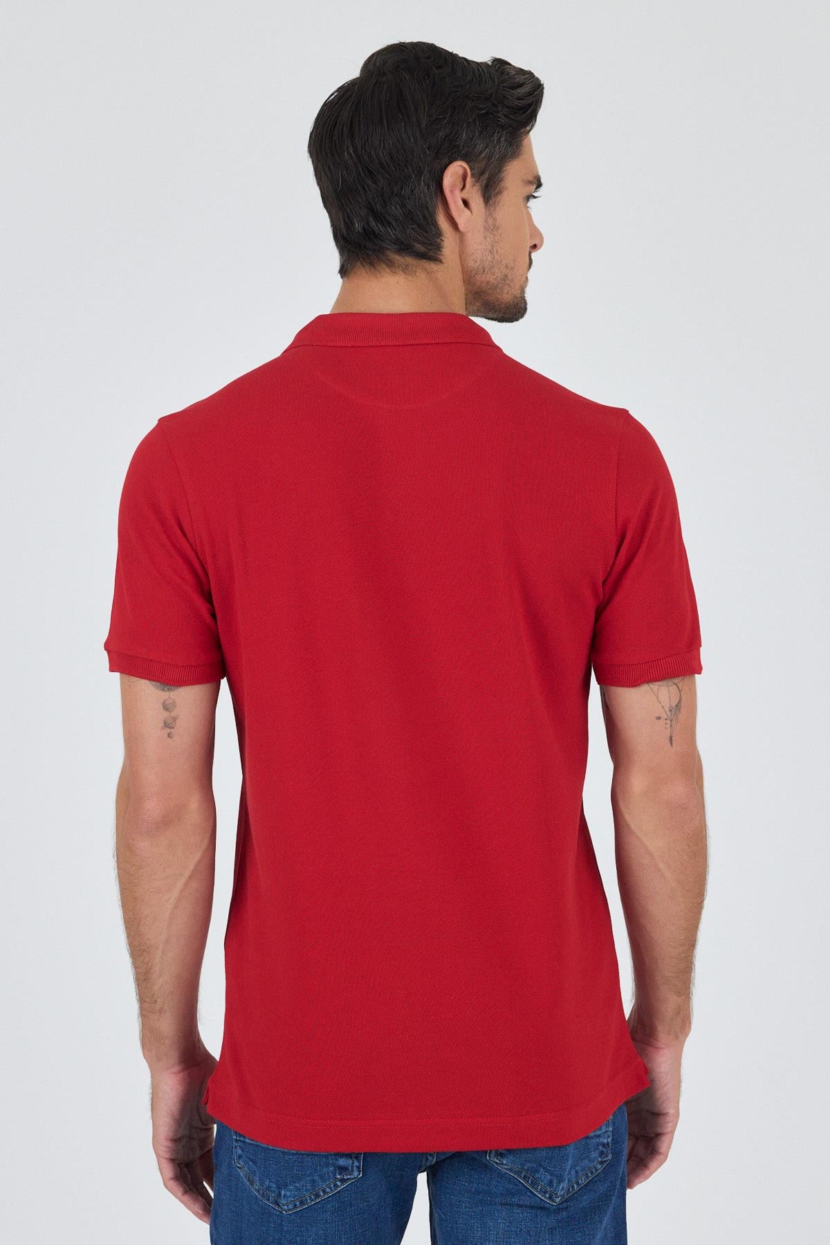 Polo Yaka Kısa Kol Cepsiz Slim Fit Classic Pamuklu Tişört 1011250177