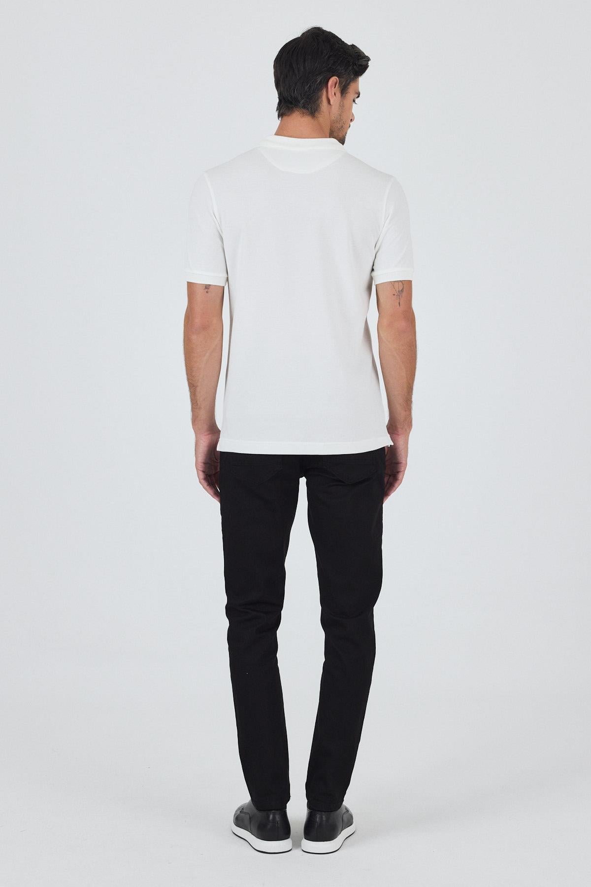 Polo Yaka Kısa Kol Cepsiz Slim Fit Classic Pamuklu Tişört 1011250177