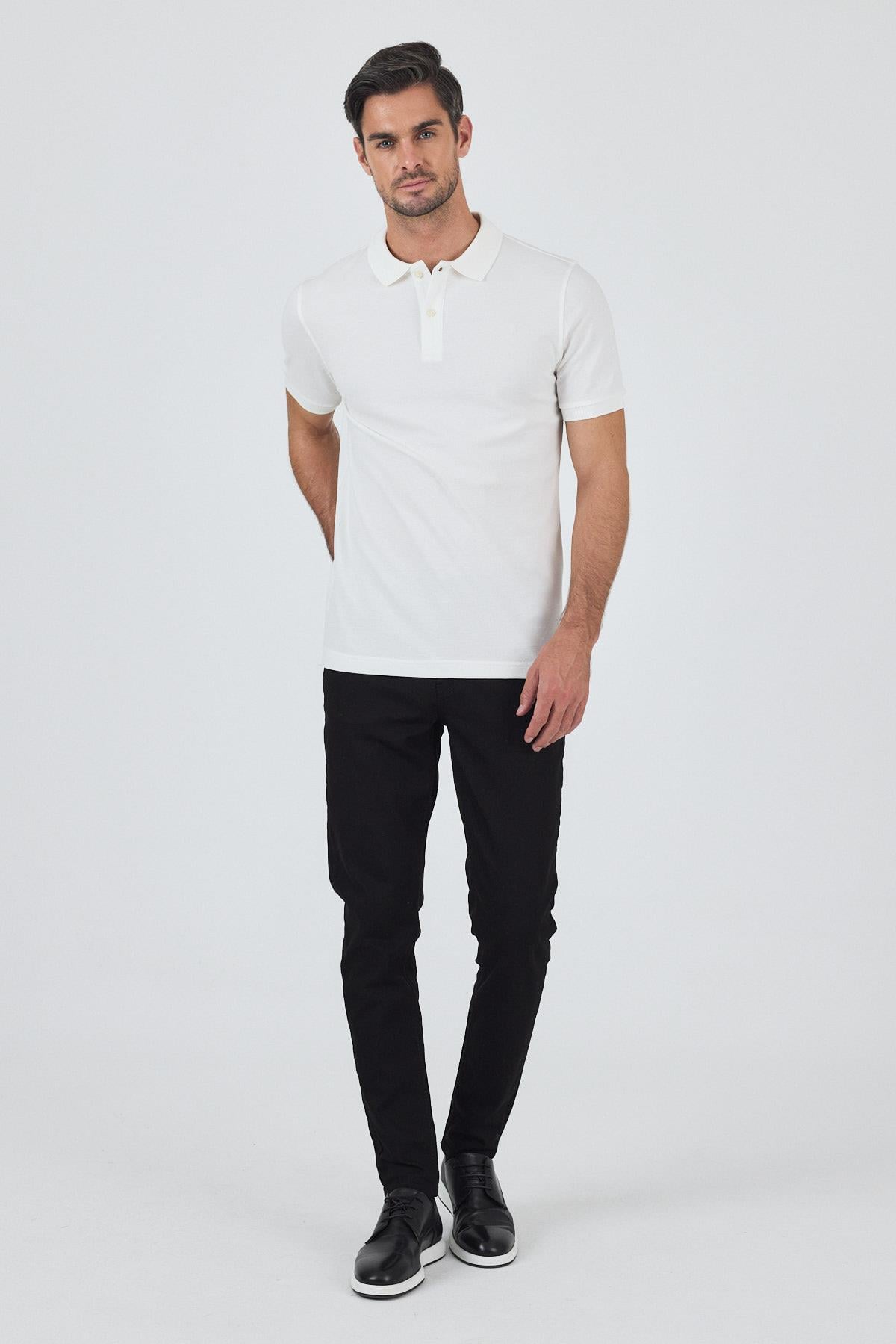 Polo Yaka Kısa Kol Cepsiz Slim Fit Classic Pamuklu Tişört 1011250177