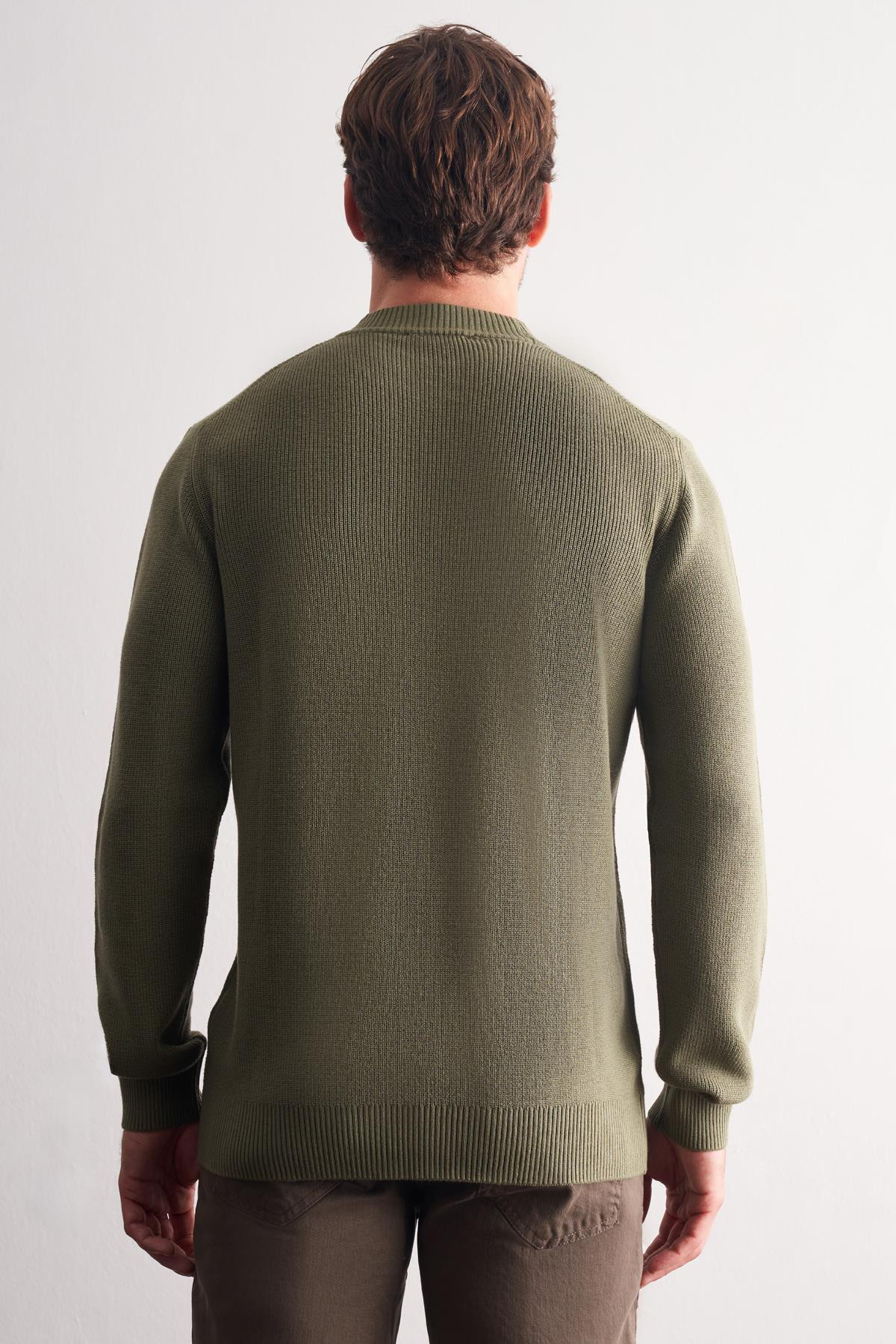 Yarım Balıkçı Yaka Uzun Kol Cepsiz Comfort Fit Casual Pamuklu Triko Kazak 1012255203