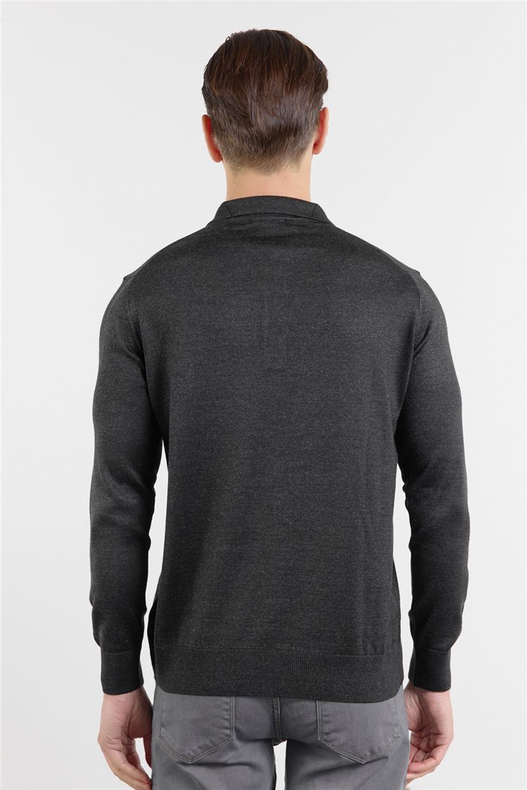 Füme Polo Yaka Cepsiz Comfort Fit Classic  Triko Kazak 1012255155