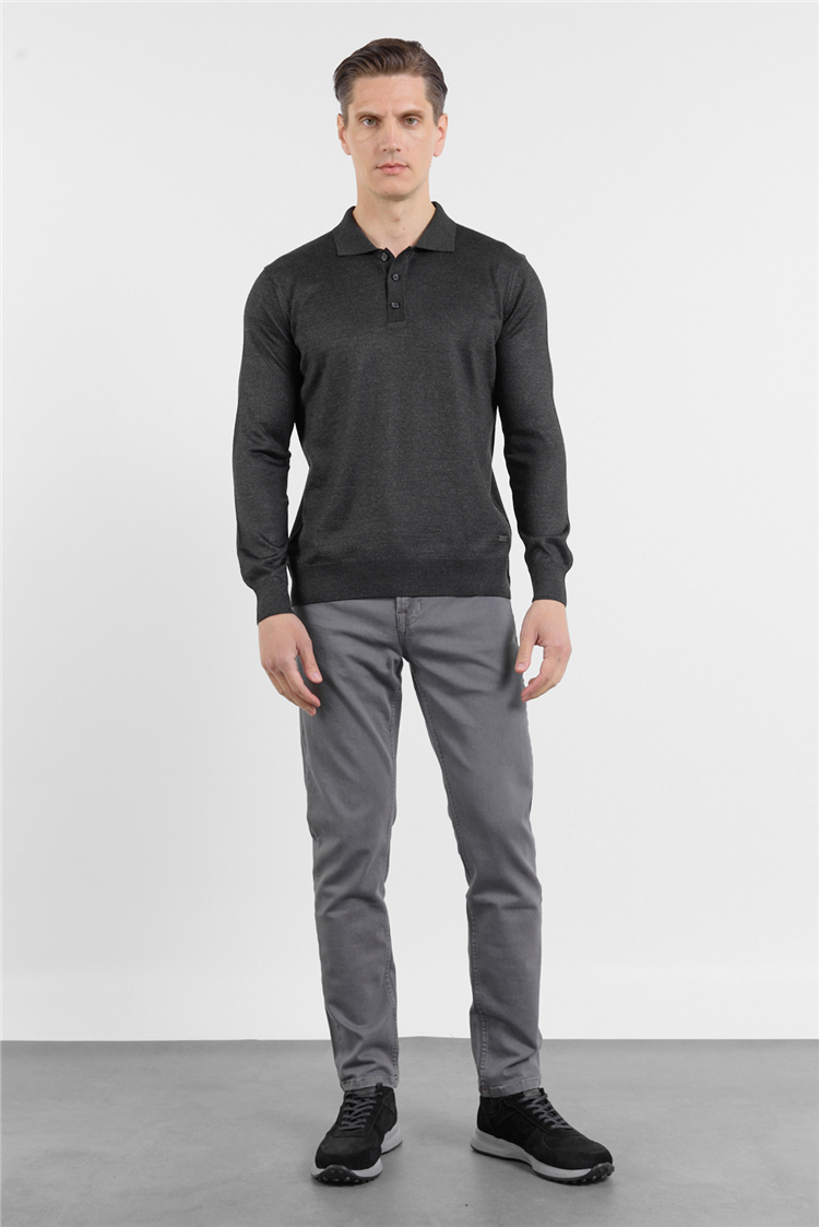 Füme Polo Yaka Cepsiz Comfort Fit Classic  Triko Kazak 1012255155