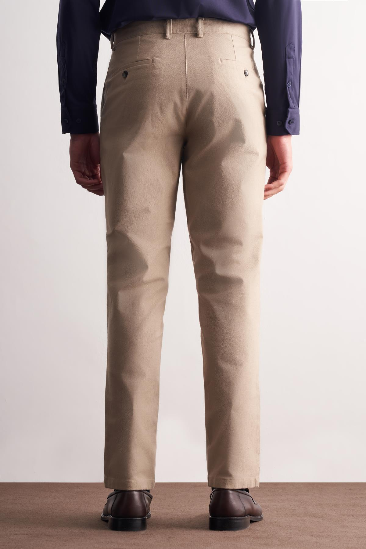 Armürlü Yan Cep Düz Paça Casual Comfort Fit Pamuklu Chino Pantolon 1003255109
