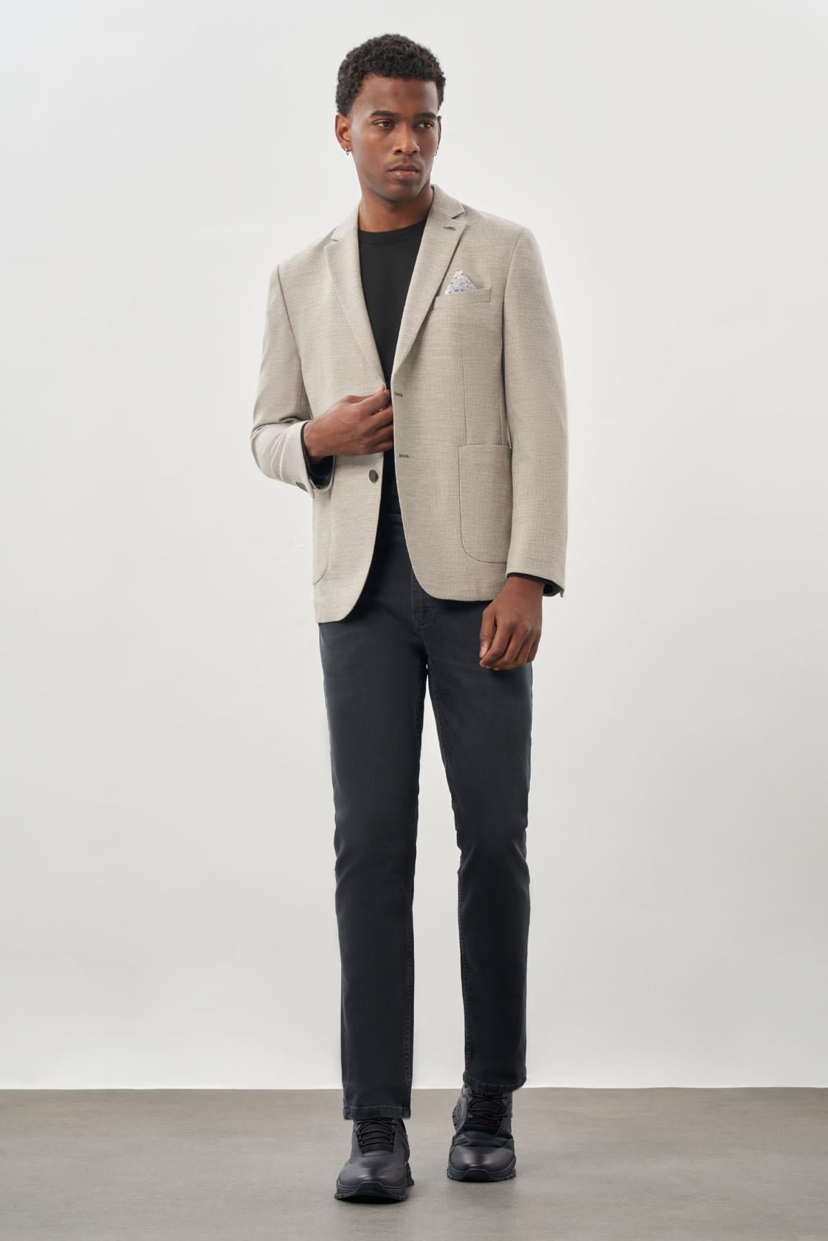 Kendinden Flannel Mono Yaka Esnek 6 Drop Slim Fit Casual Ceket 1002245167