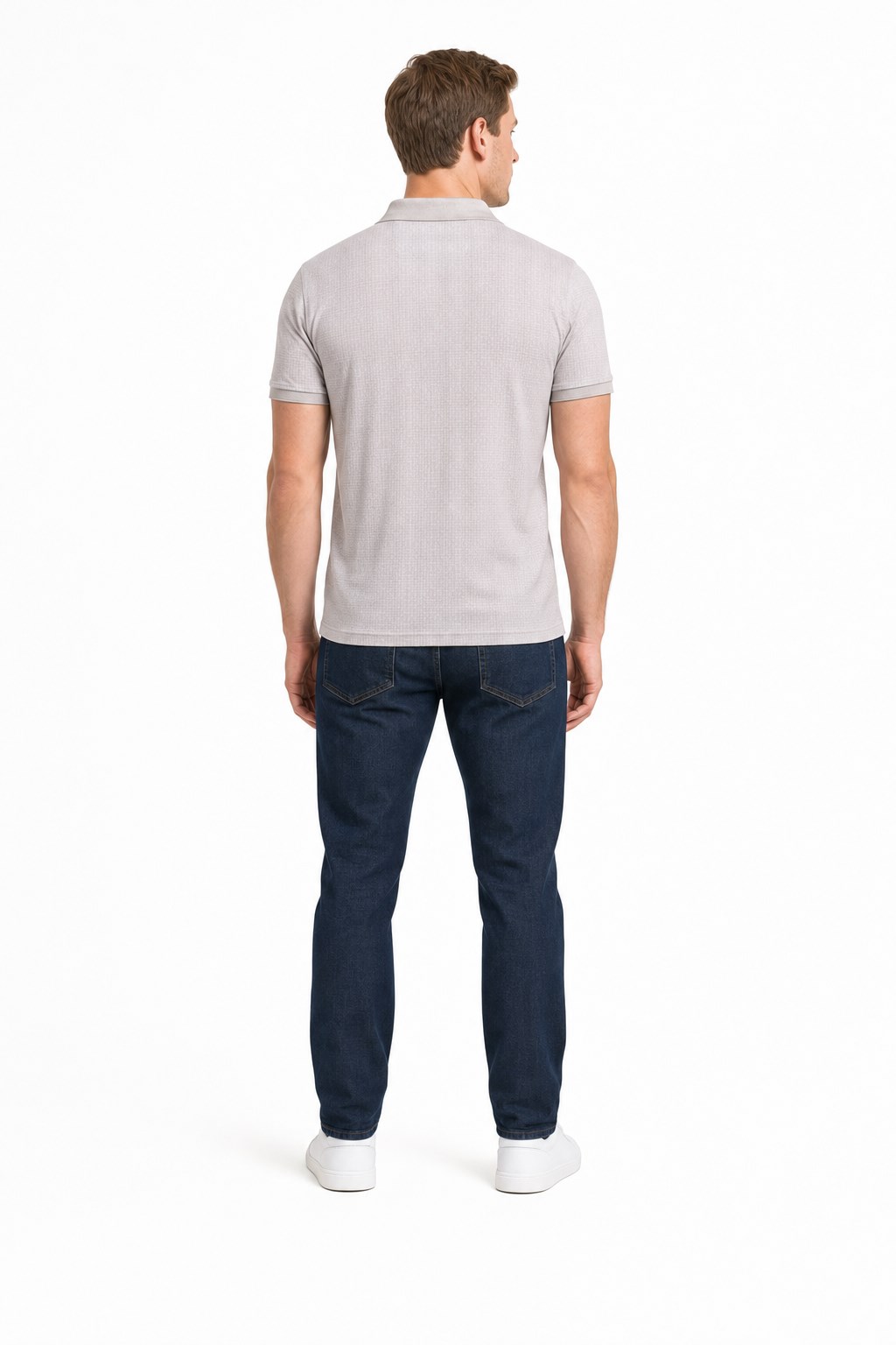 Bej Kısa Kol Baskılı Pike Polo Yaka Cepsiz esnek Casual Slim Fit Tişört 1011250150