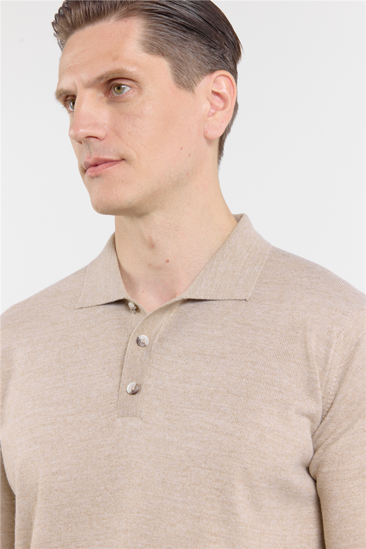 Bej Polo Yaka Cepsiz Comfort Fit Classic  Triko Kazak 1012255155