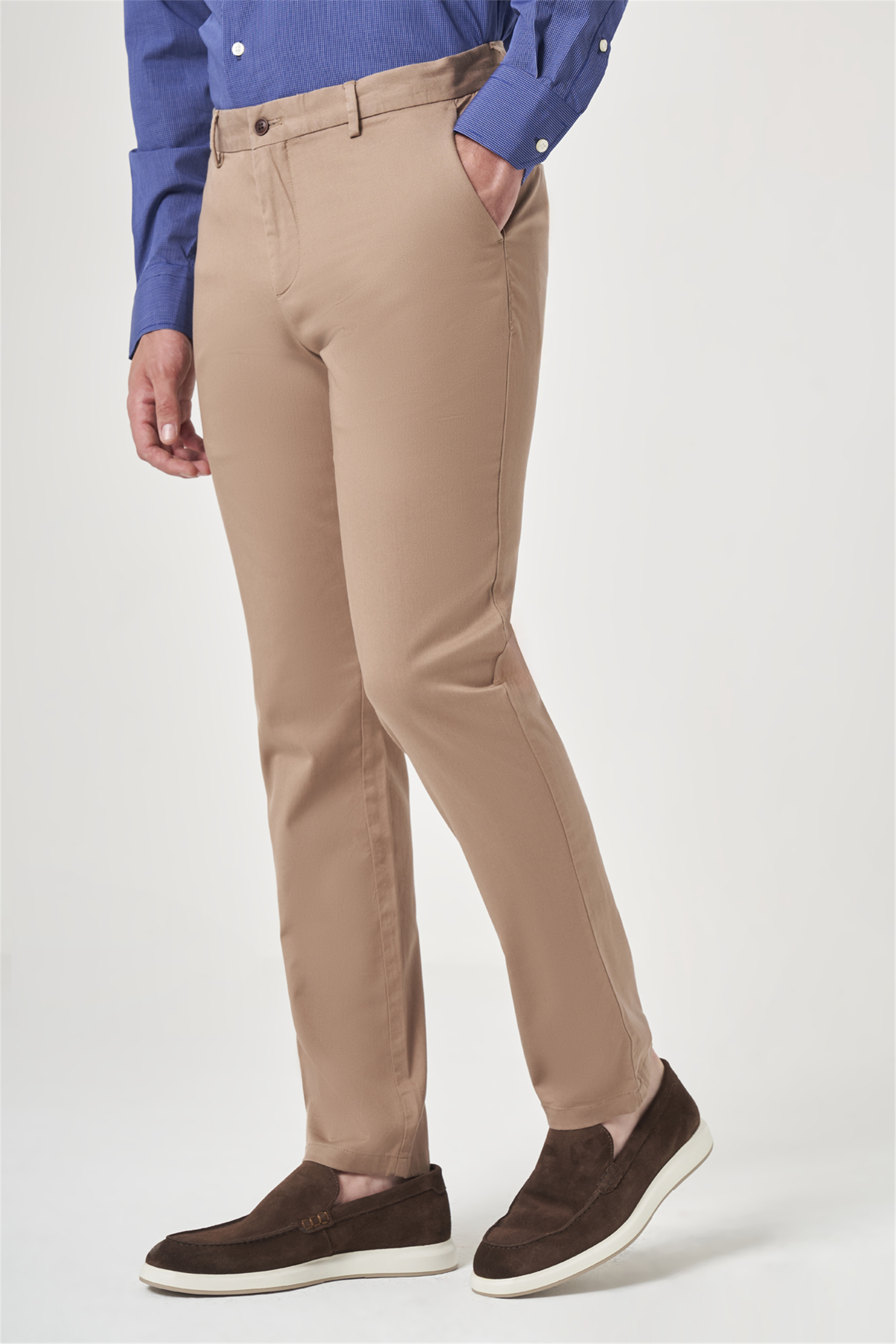 Bej Yan Cep Slim Fit Casual Pamuklu Chino Pantolon 1003260178