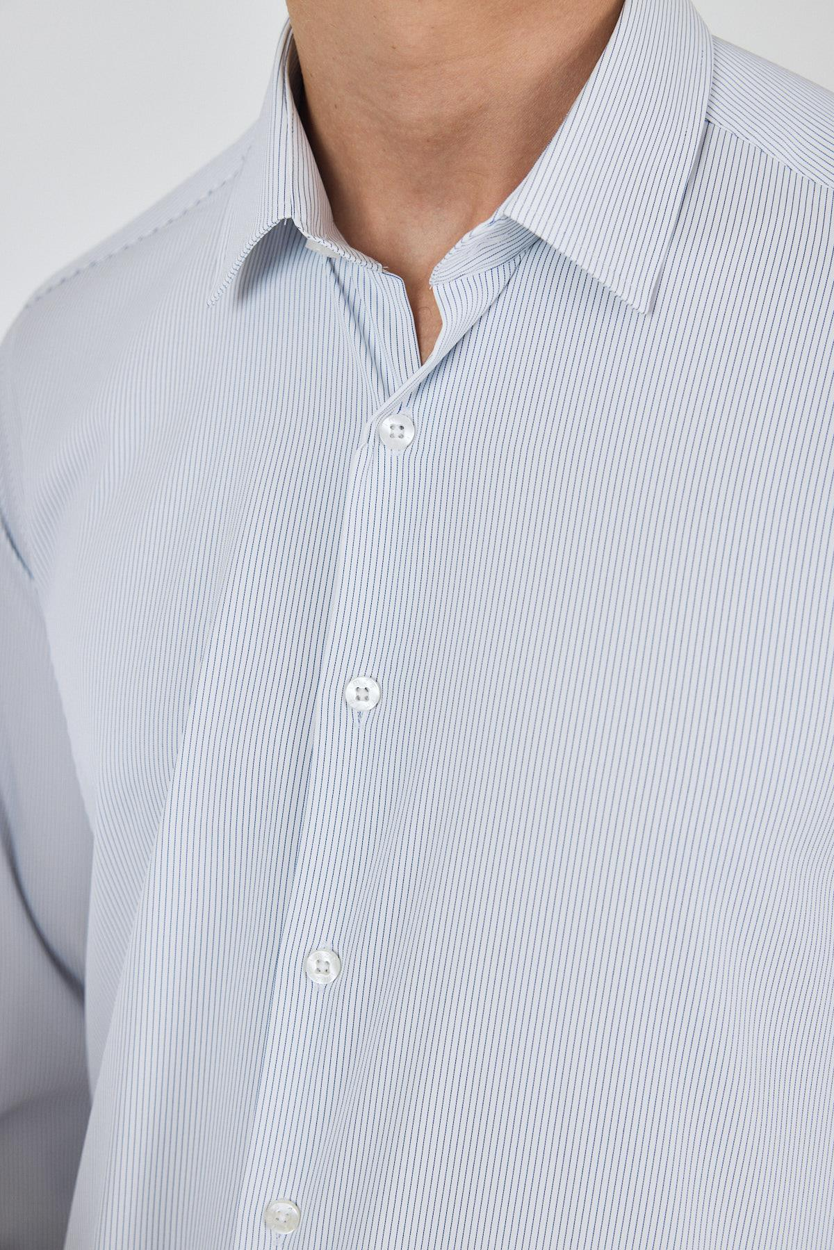 Beyaz Sert Yaka Cepsiz Gabardin Uzun Kol Slim Fit Esnek Gömlek 1004250231