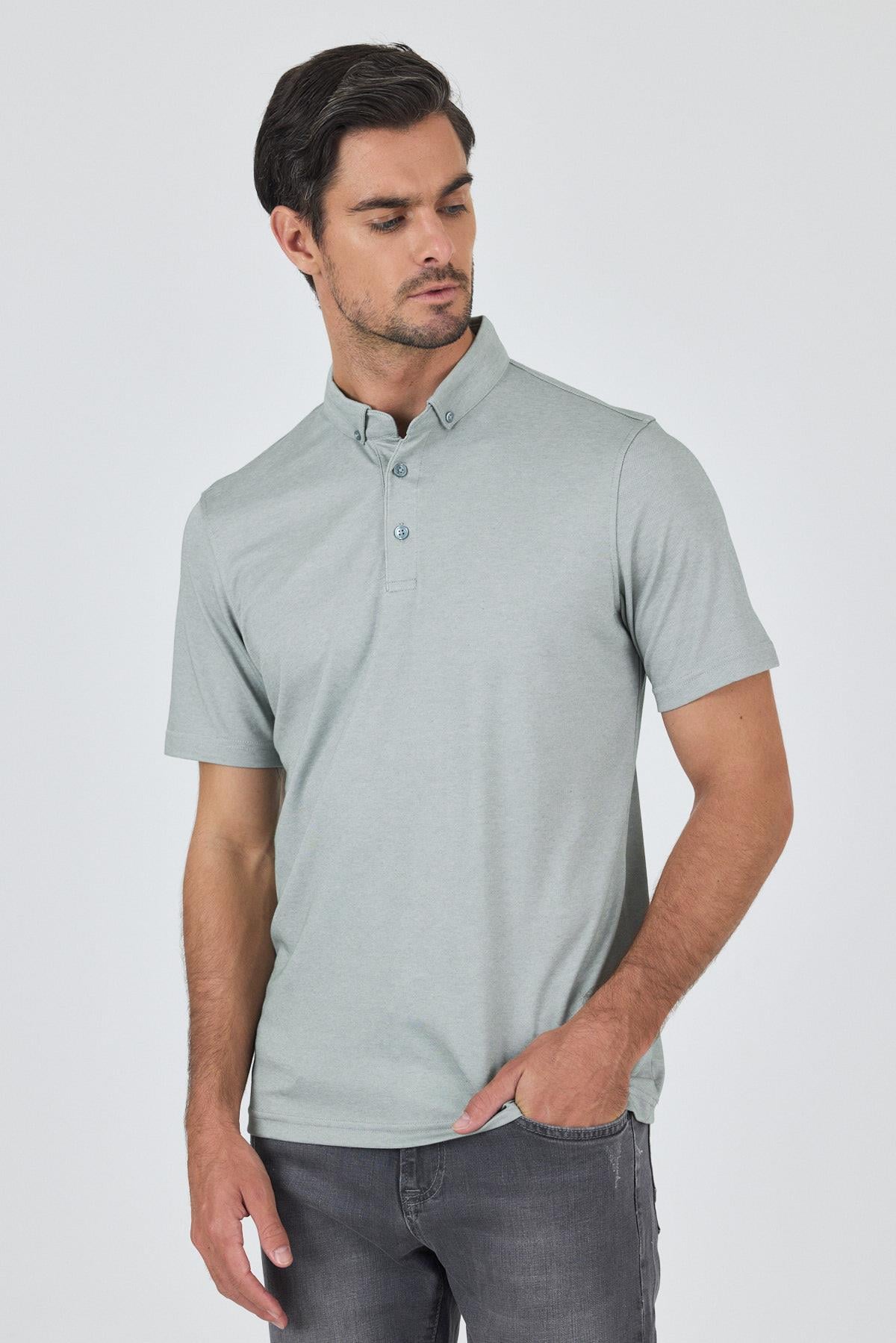 Beyaz Kısa Kol Düz Suprem Polo Yaka Cepsiz Pamuklu Casual Slim Fit Tişört 1011250160