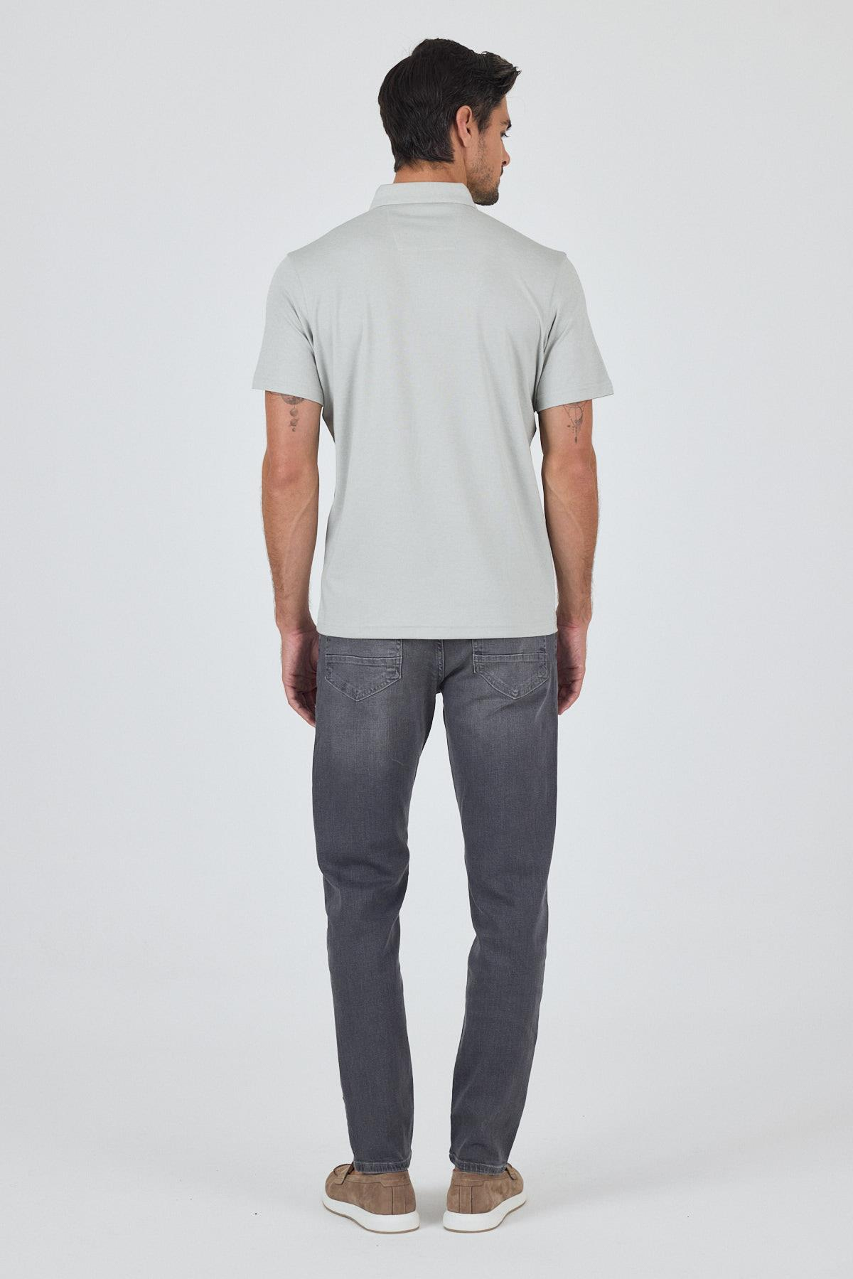 Beyaz Kısa Kol Düz Suprem Polo Yaka Cepsiz Pamuklu Casual Slim Fit Tişört 1011250160