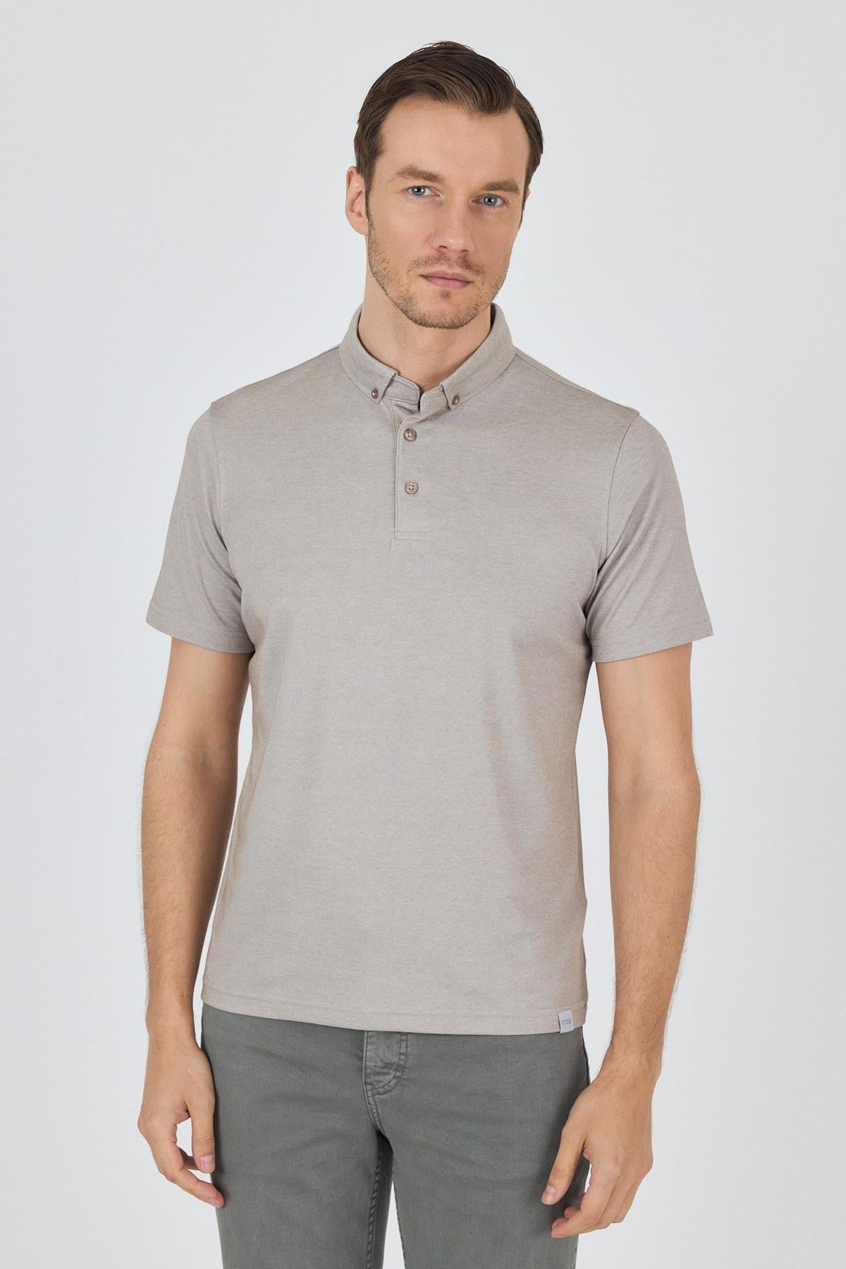 Kısa Kol Düz Suprem Polo Yaka Cepsiz Pamuklu Casual Slim Fit Tişört 1011250160