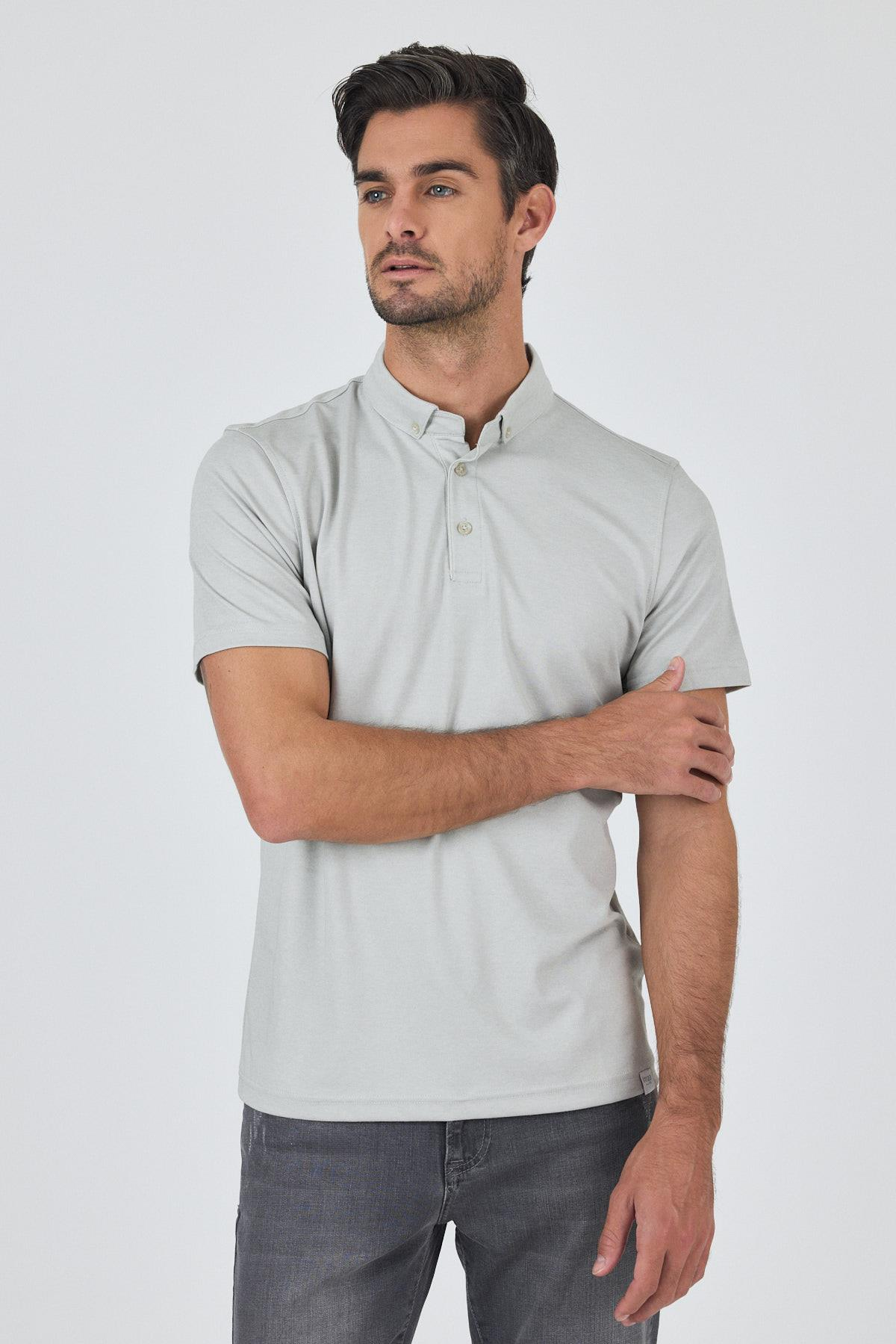 Beyaz Kısa Kol Düz Suprem Polo Yaka Cepsiz Pamuklu Casual Slim Fit Tişört 1011250160