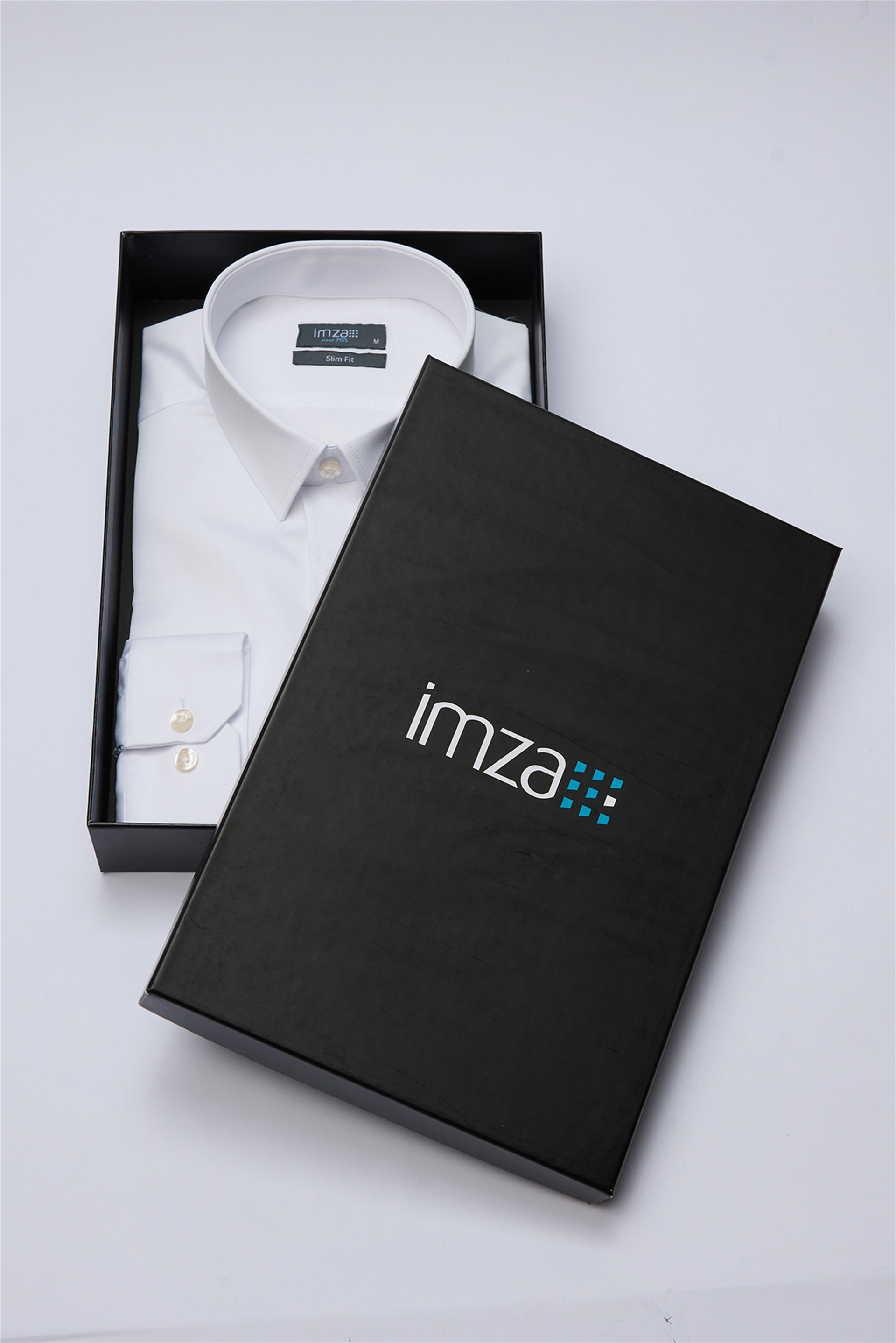 Beyaz Sert Yaka Uzun Kol Cepsiz Slim Fit %100 Pamuk Gömlek 1004260324