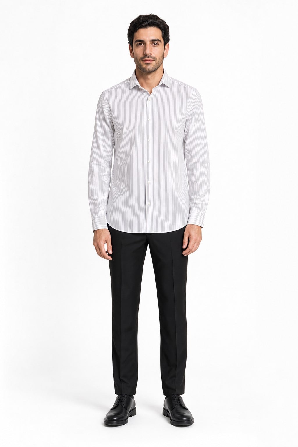 Beyaz Yarım İtalyan Yaka Uzun Kol Cepsiz Slim Fit Cls Gömlek 1004255174