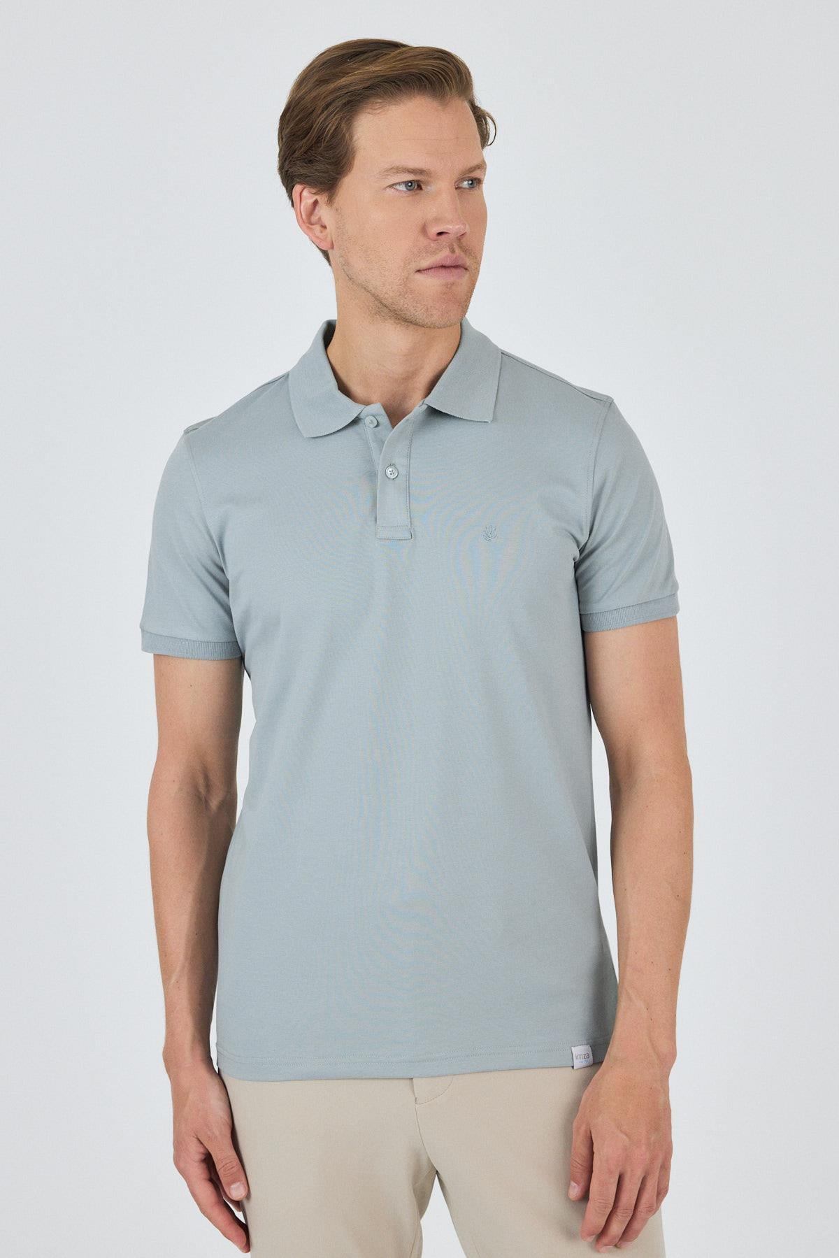 Mavi Kısa Kol Düz Pike Polo Yaka Cepsiz Pamuk Casual Slim Fit Tişört 1011250157