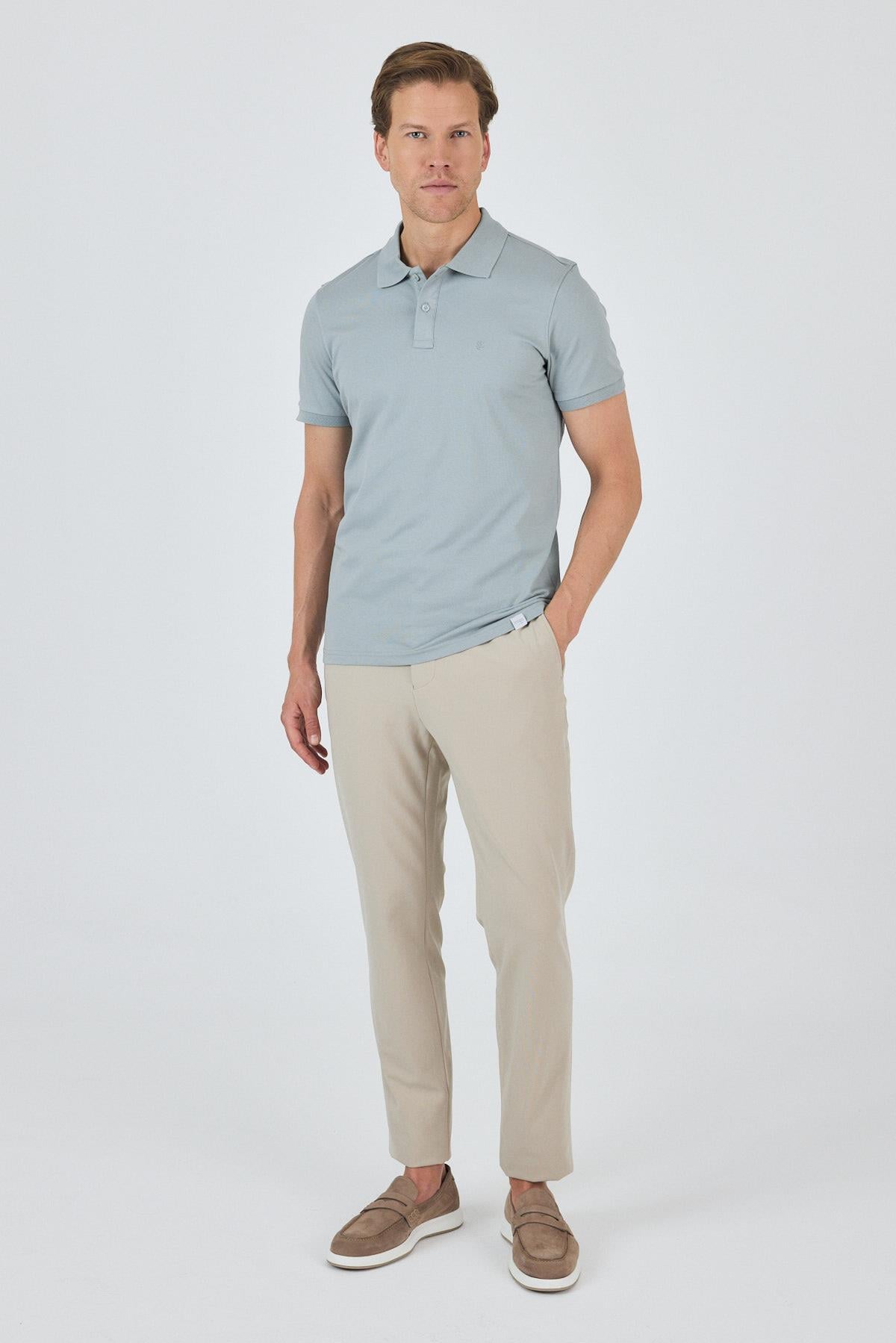 Mavi Kısa Kol Düz Pike Polo Yaka Cepsiz Pamuk Casual Slim Fit Tişört 1011250157