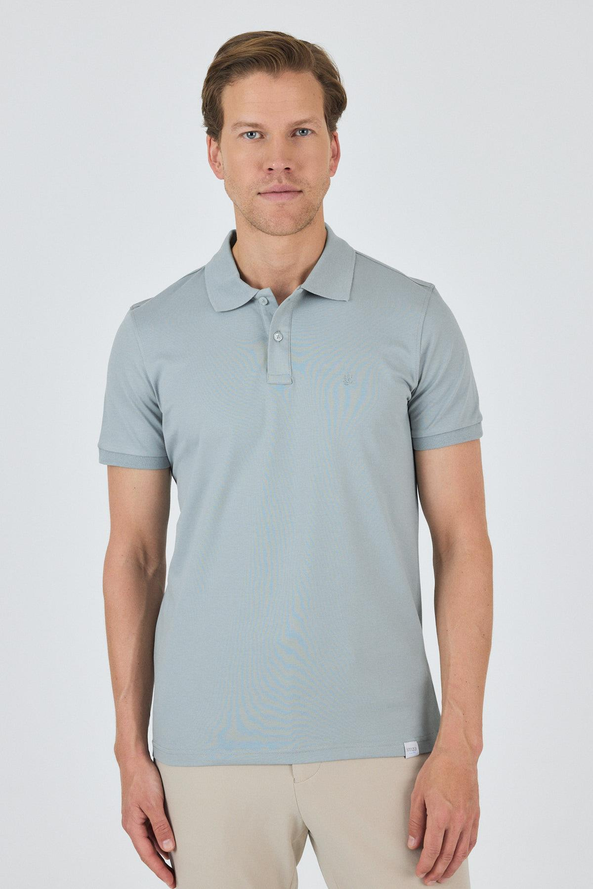 Mavi Kısa Kol Düz Pike Polo Yaka Cepsiz Pamuk Casual Slim Fit Tişört 1011250157