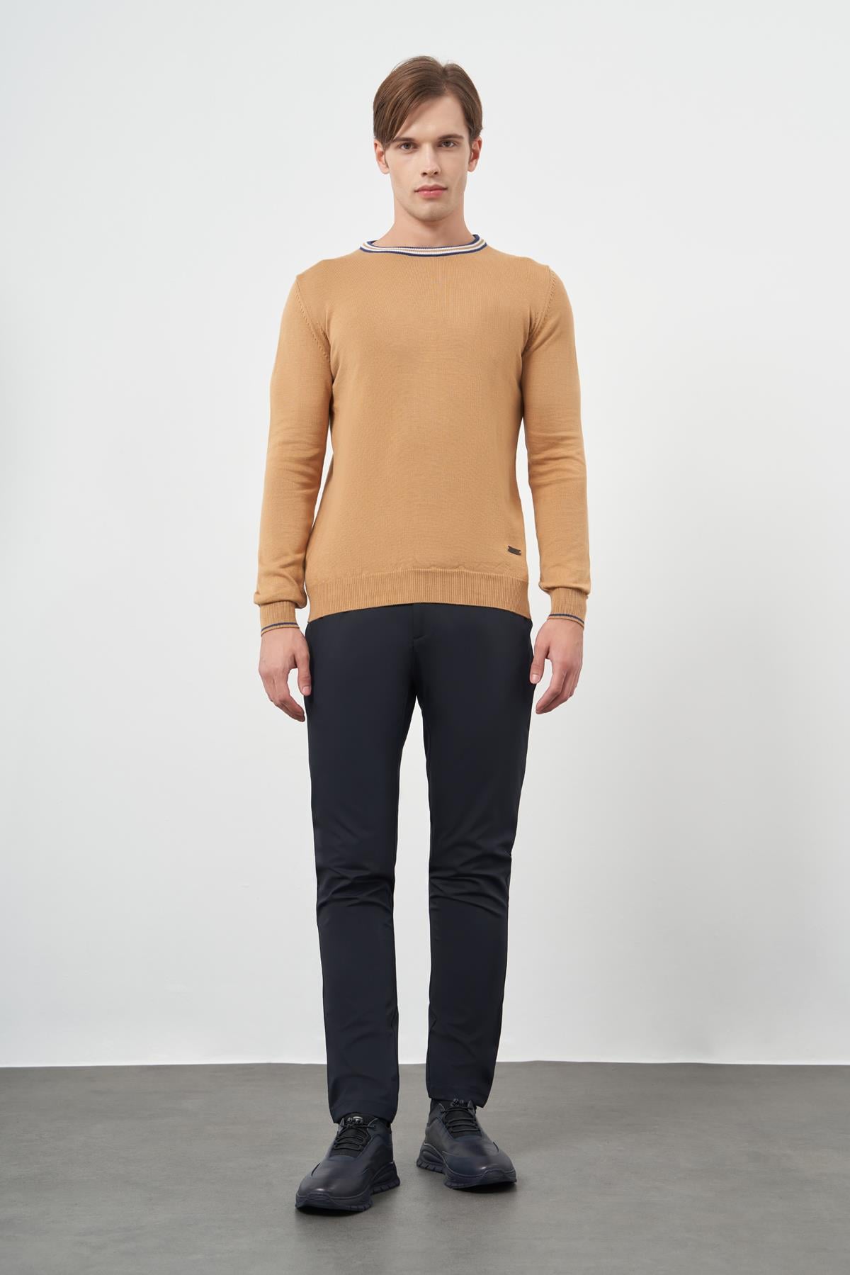 Uzun Kol Düz Örme Bisiklet Yaka Classic Slim Fit Triko 1012245108