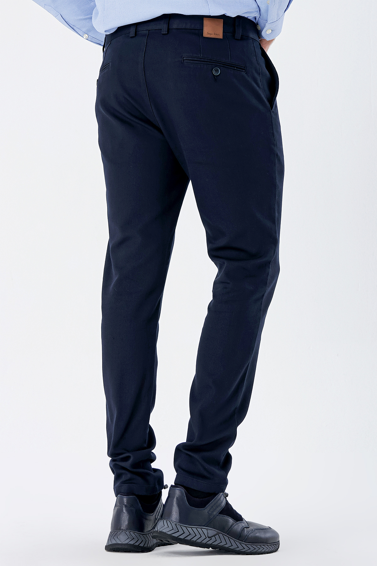 Lacivert Pamuklu Yandan Cepli Casual Slim Fit Chino Pantolon 1003235120
