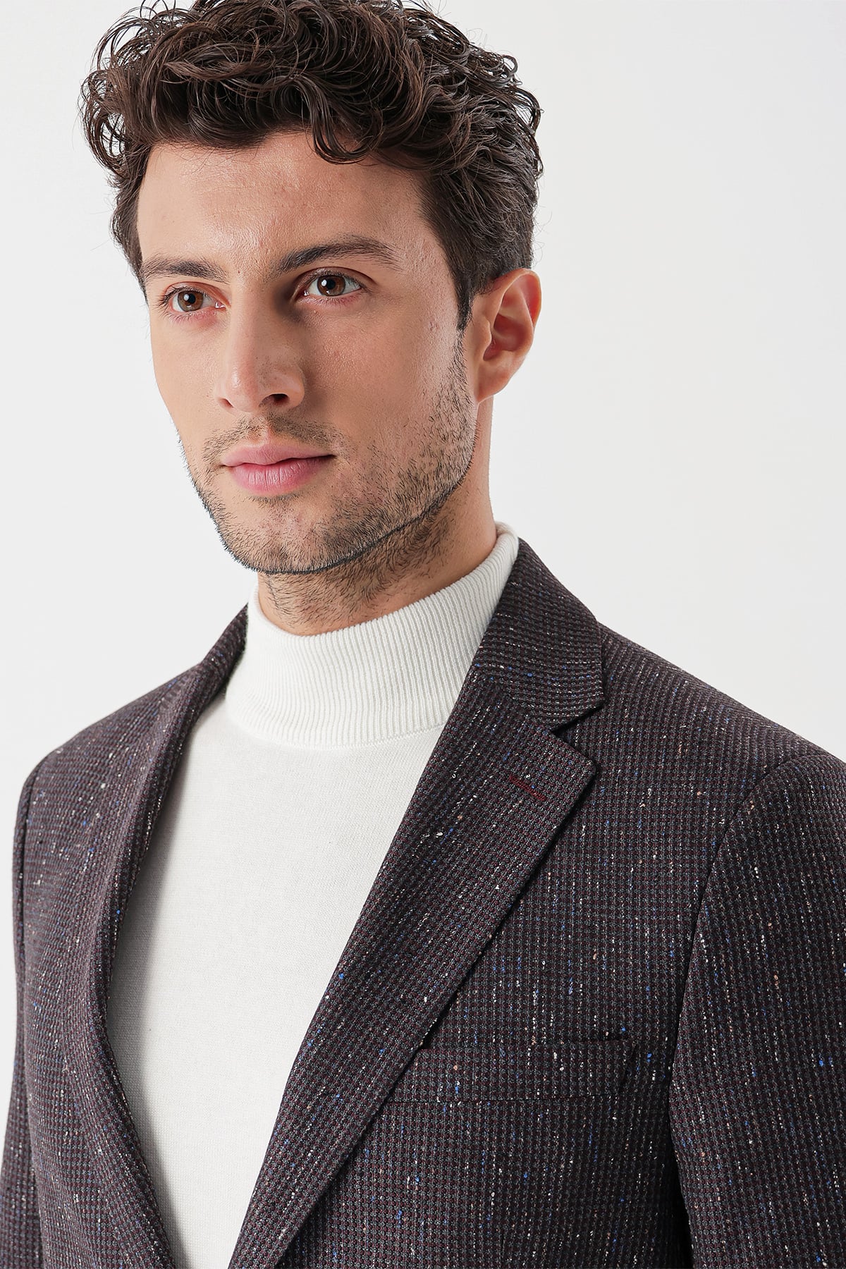 Bordo Mono Yaka Astarlı Çift Yırtmaç 6 Drop Slim Fit Klasik Ceket 1002235132