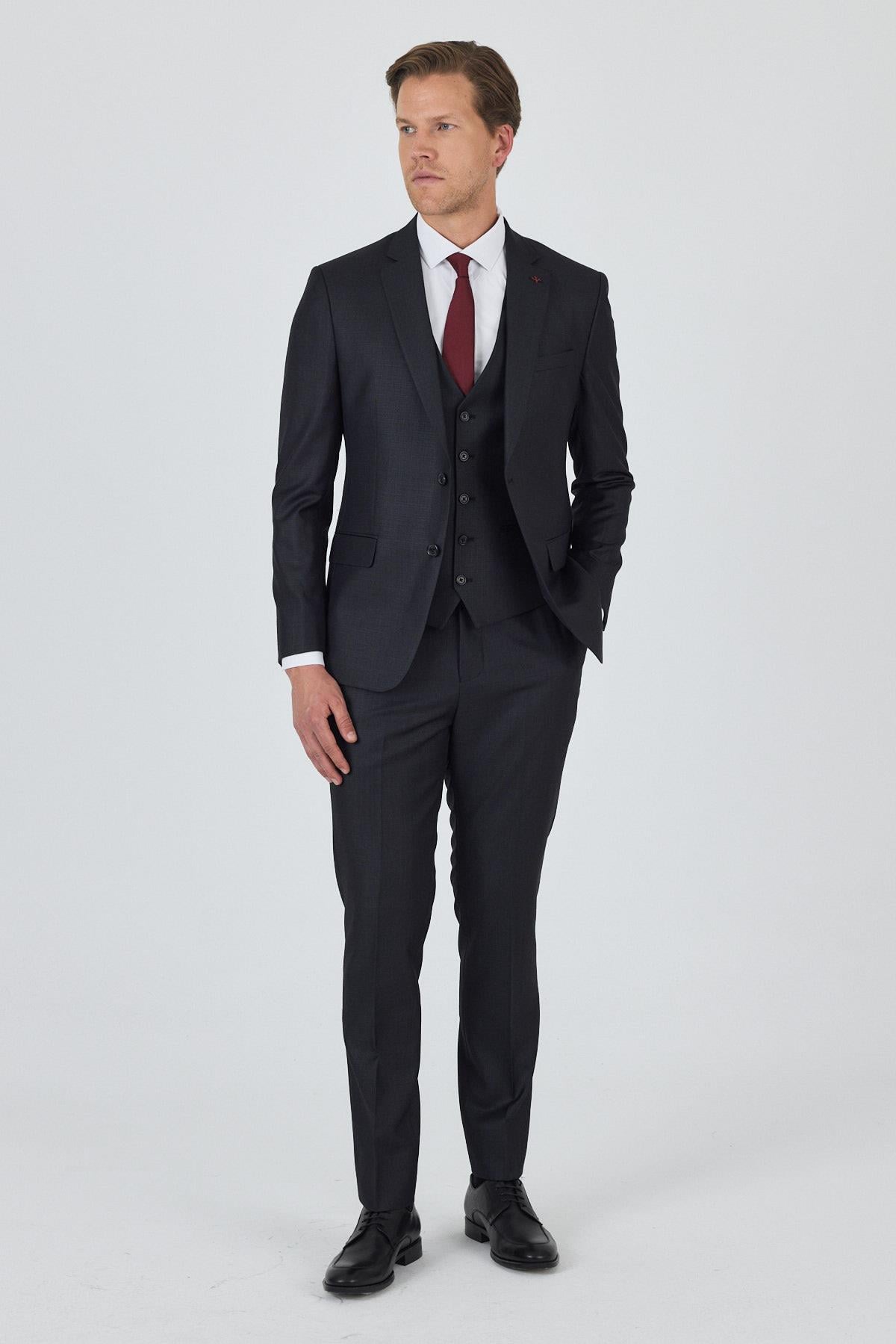 Filafil Mono Yaka Tam Astar Yelekli 6 Drop Slim Fit Takım Elbise 1001250171