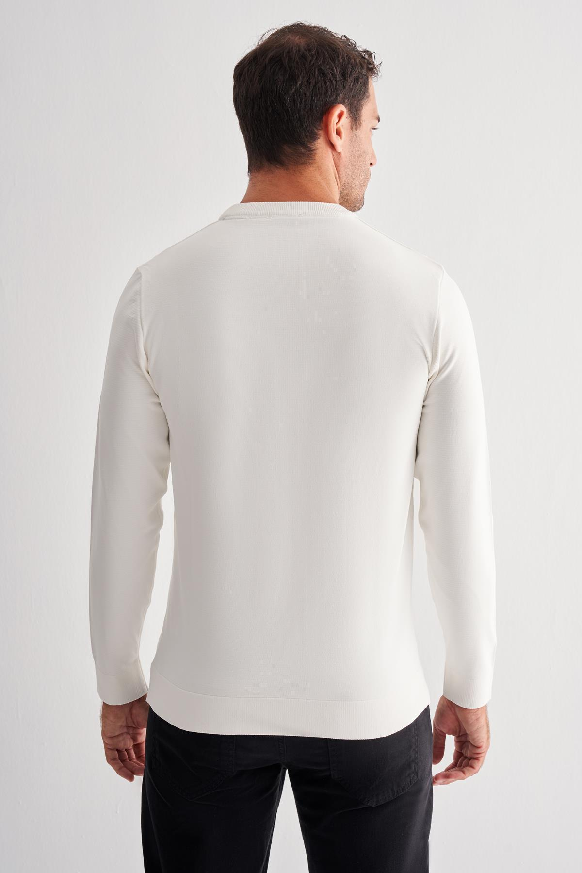 Uzun Kol Bisiklet Yaka Cepsiz  Slim Fit  Triko 1012255151