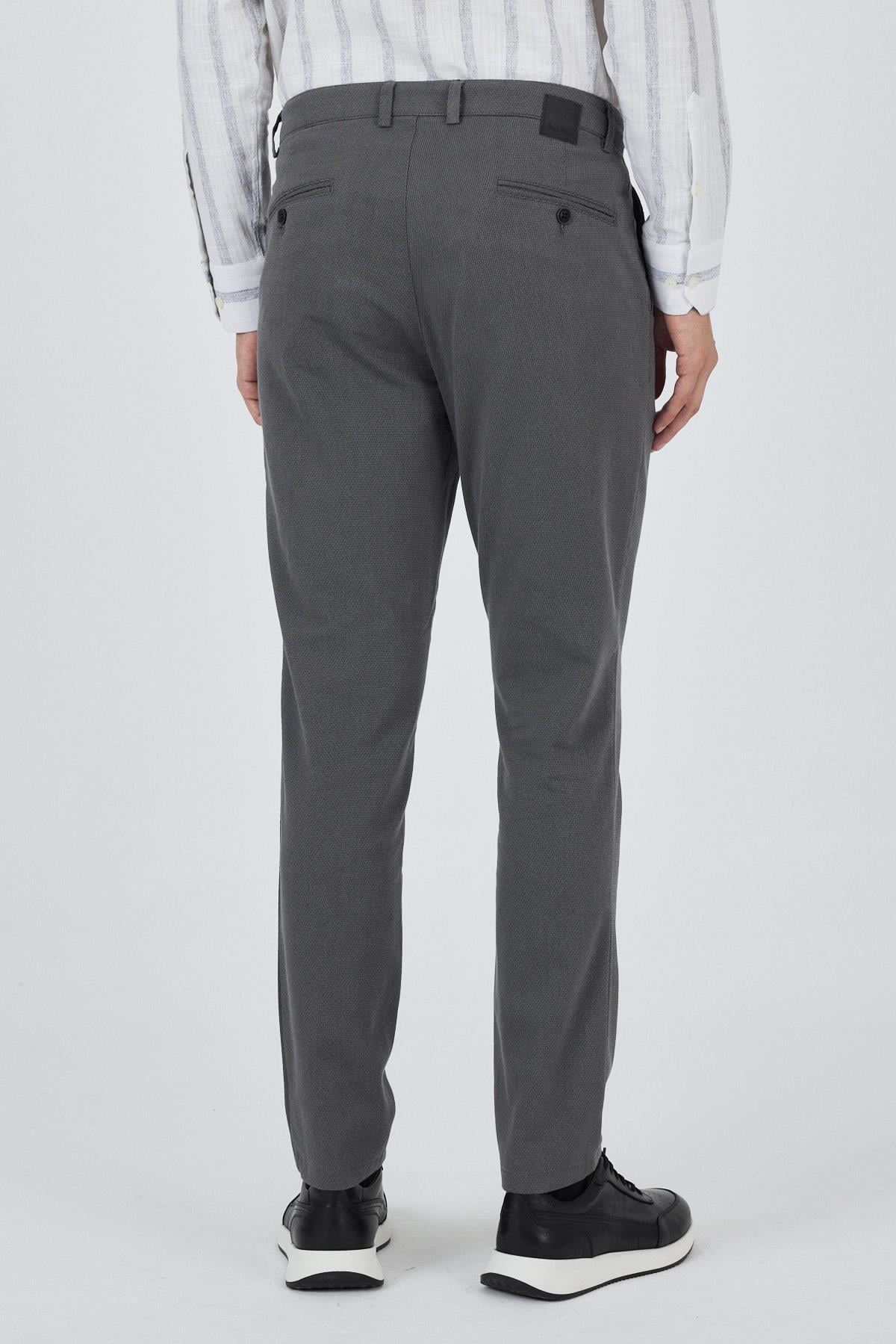 Füme Desenli Armürlü Yan Cep Düz Paça Comfort Fit Pamuklu Casual Chino Pantolon 1003250122