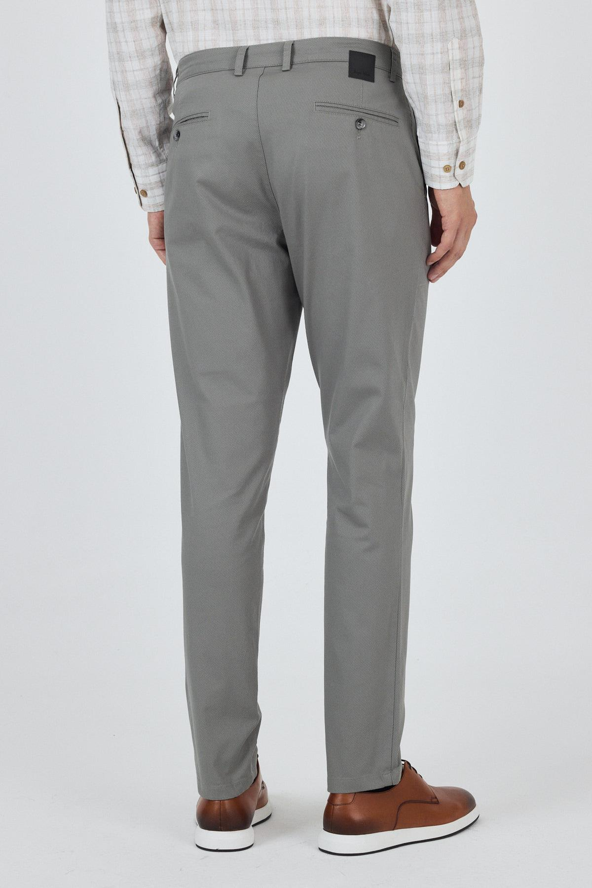 Gabardin Yan Cep Düz Paça Comfort Fit Pamuklu Casual Chino Pantolon 1003250121