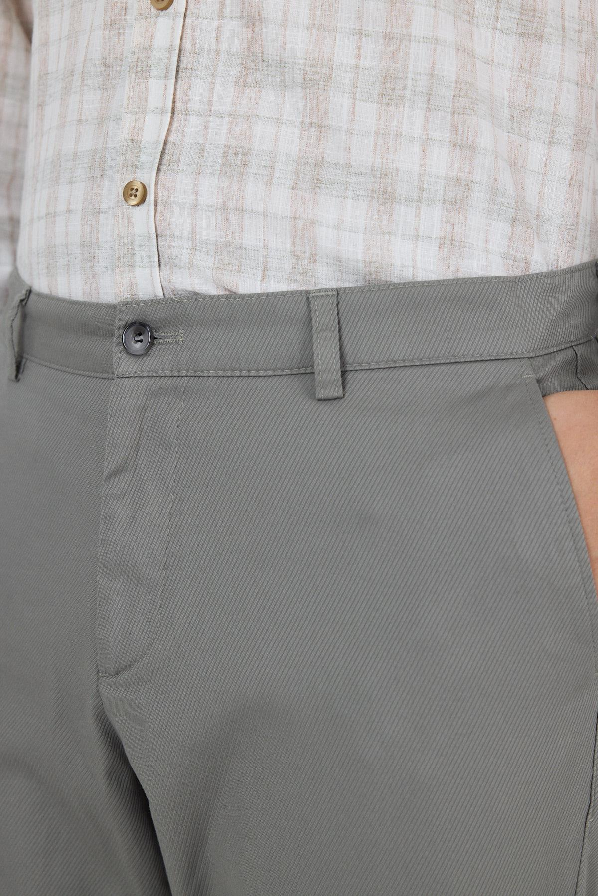Gabardin Yan Cep Düz Paça Comfort Fit Pamuklu Casual Chino Pantolon 1003250121