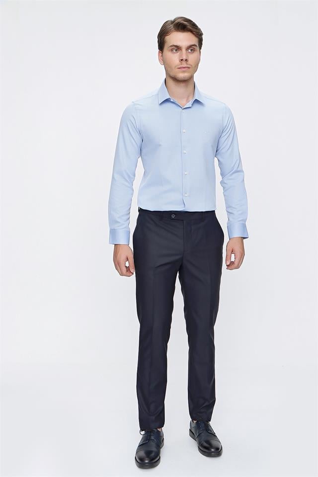 Lacivert Yandan Cepli Basic Slim Fit Pantolon 1003220013