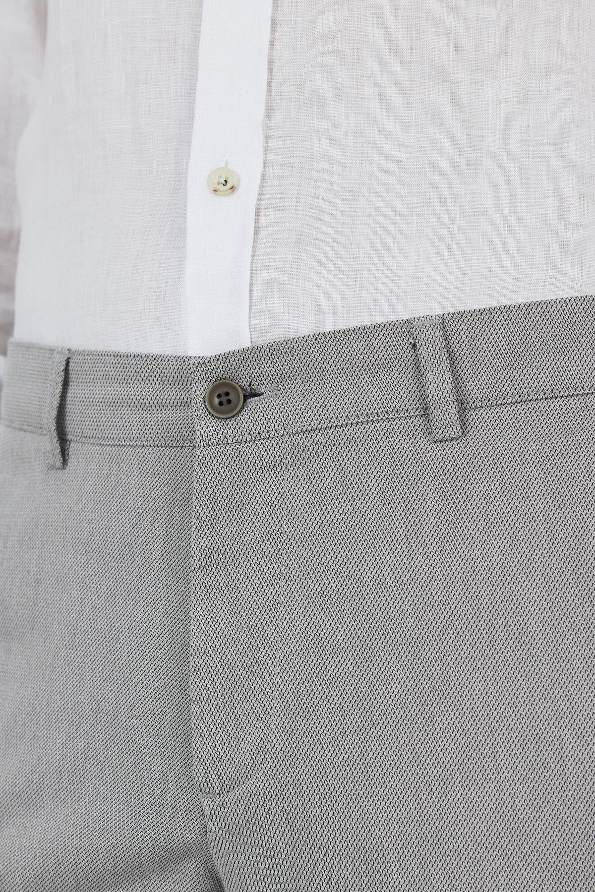 Desenli Armürlü Yan Cep Düz Paça Comfort Fit Pamuklu Casual Chino Pantolon 1003250122