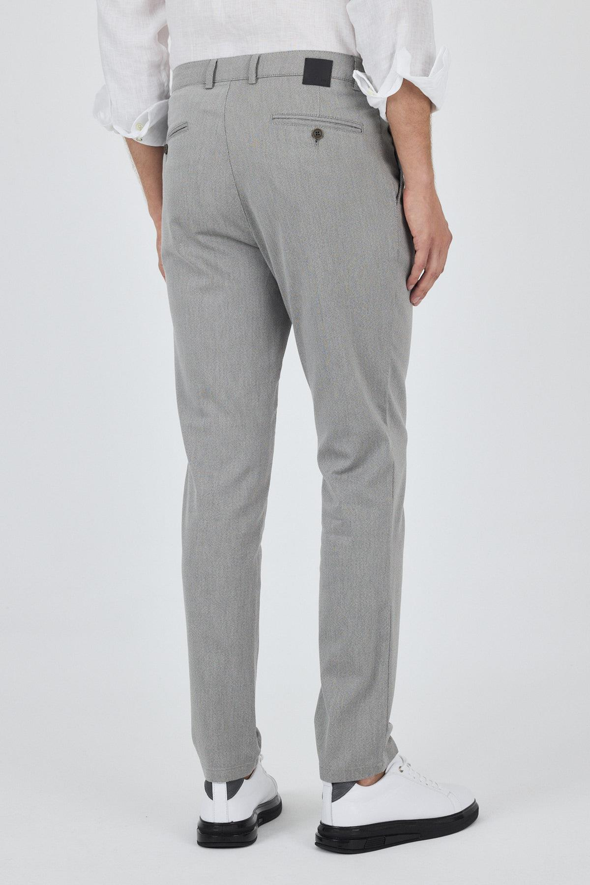 Desenli Armürlü Yan Cep Düz Paça Comfort Fit Pamuklu Casual Chino Pantolon 1003250122