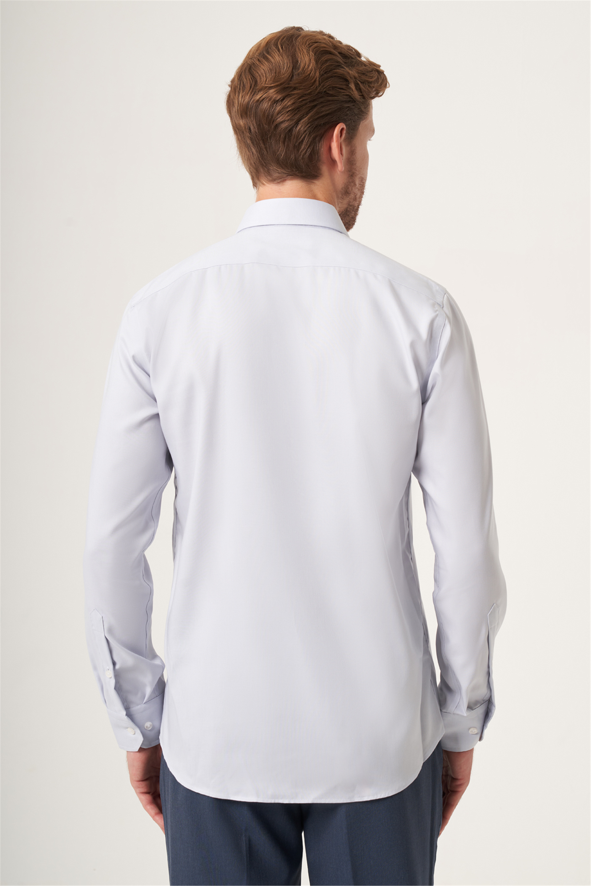 Gri İtalyan Yaka Oxford Slim Fit Kolay Ütü Pamuklu Gömlek 1004265270