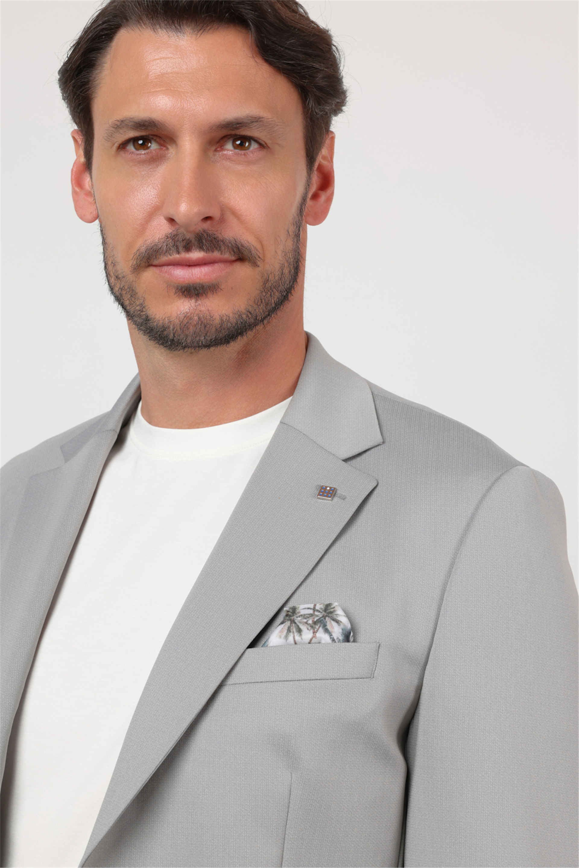Gri Mono Yaka 6 Drop Slim Fit Astarsız Esnek Takım Elbise 1001260166