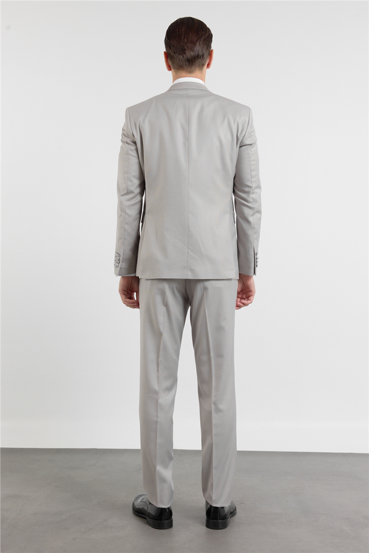 Gri Kılıç Yaka Çift Yırtmaç Esnek 6 Drop Slim Fit Damatlık Takım Elbise 1001250205
